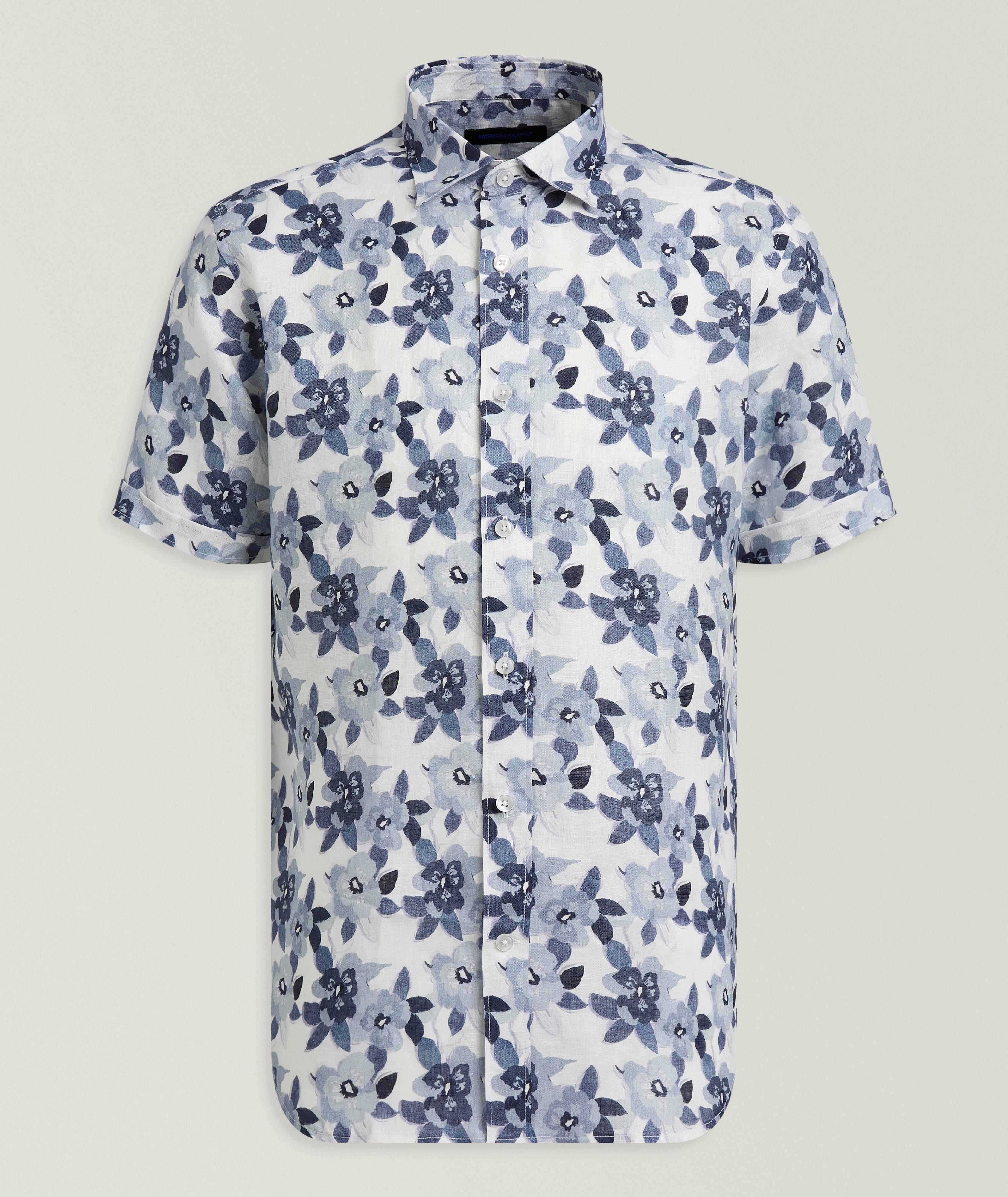 Tropical Print Linen Camp Shirt image 0