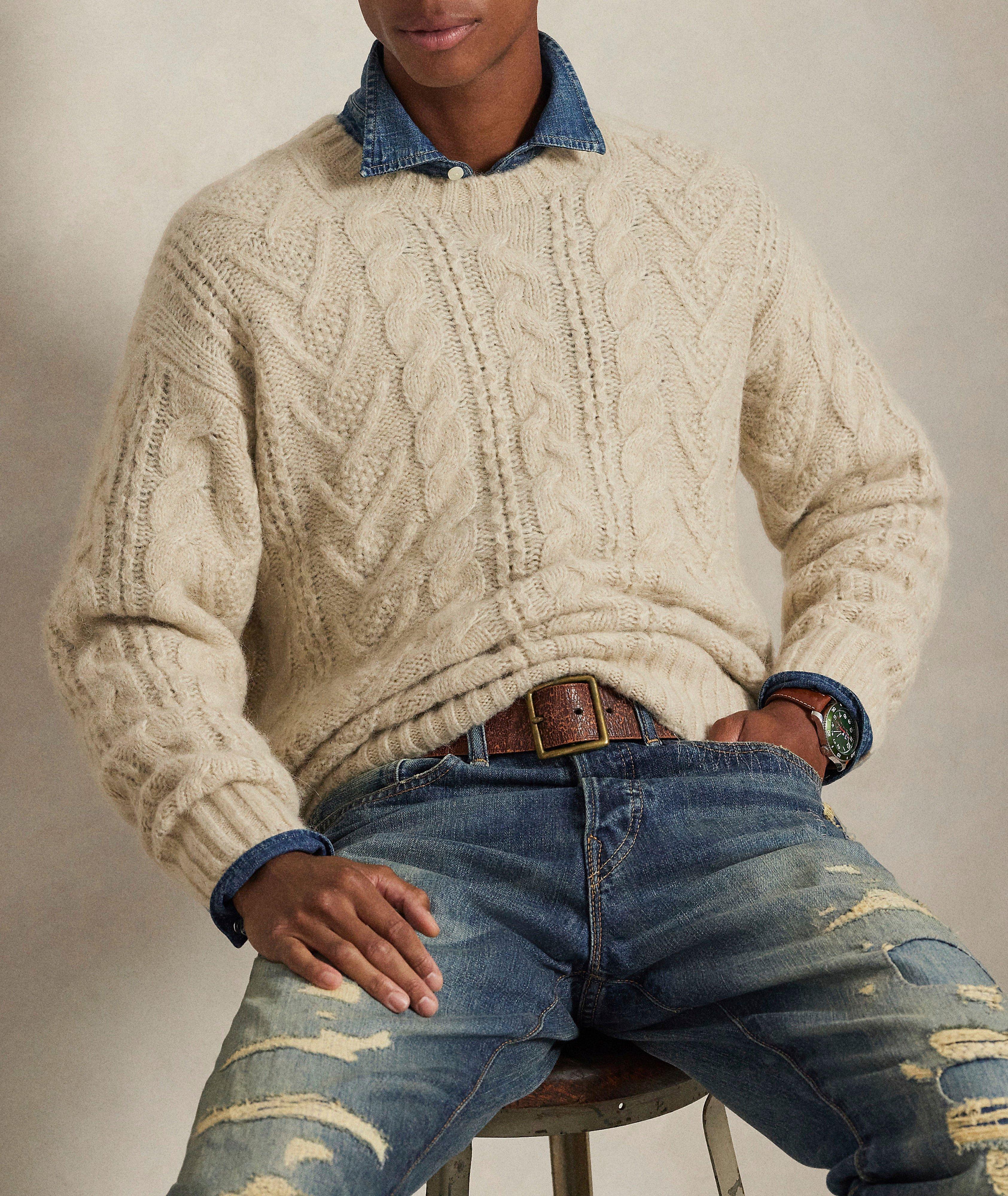 Aran-Knit Alpaca-Wool Sweater image 3