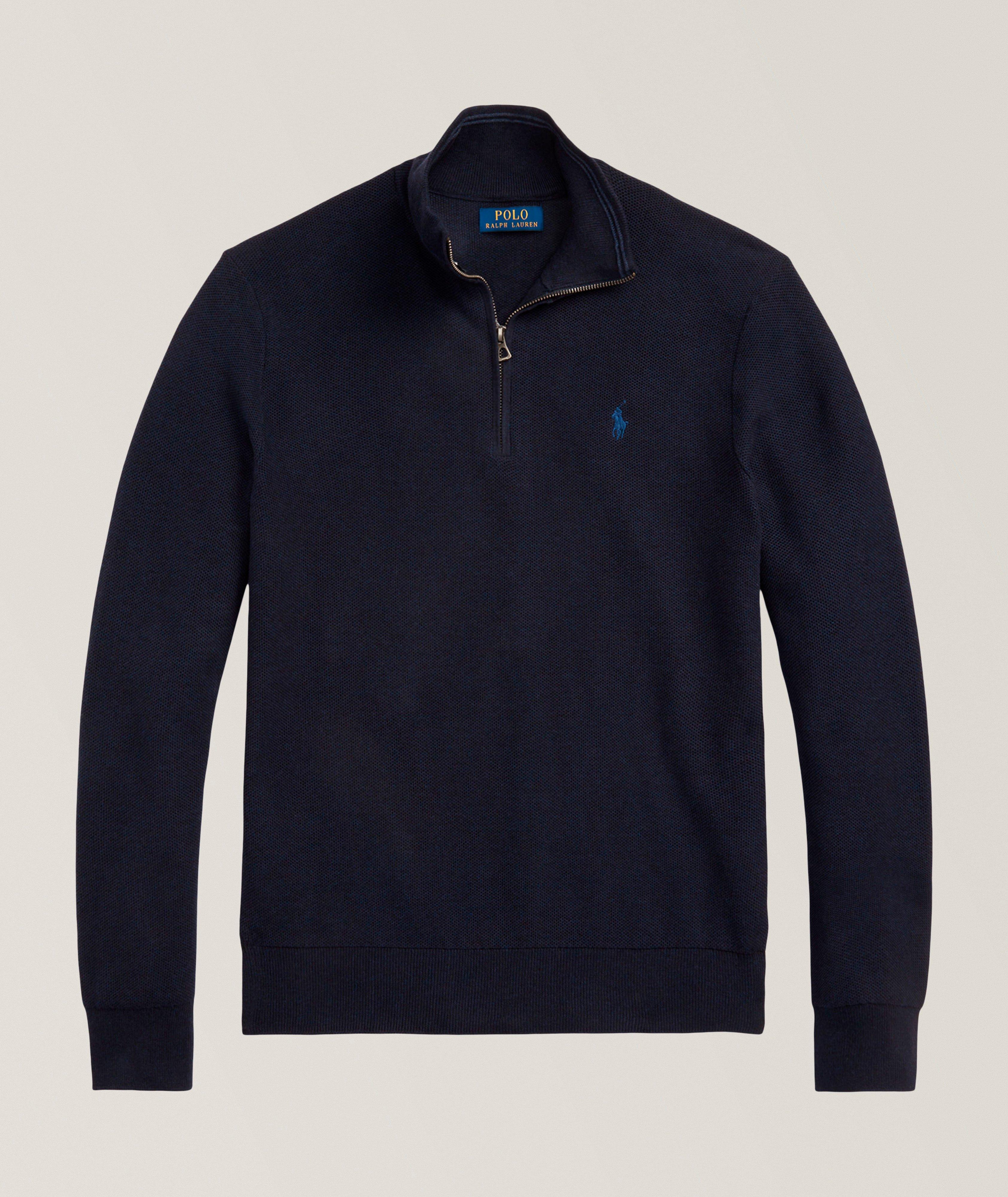 Pull en coton à quart de zip en maille image 0