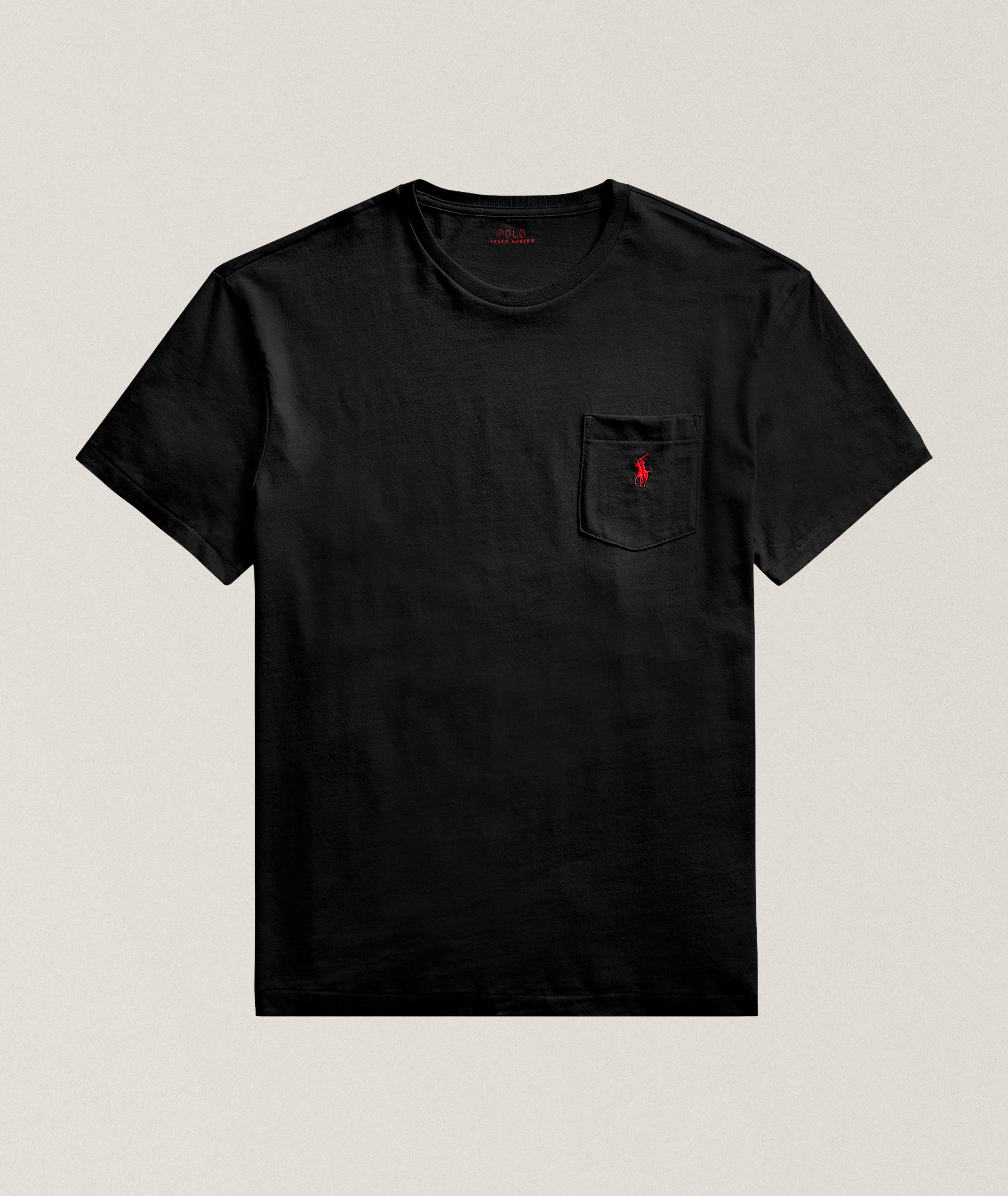 T-shirt à col rond et poche en jersey de coton image 0