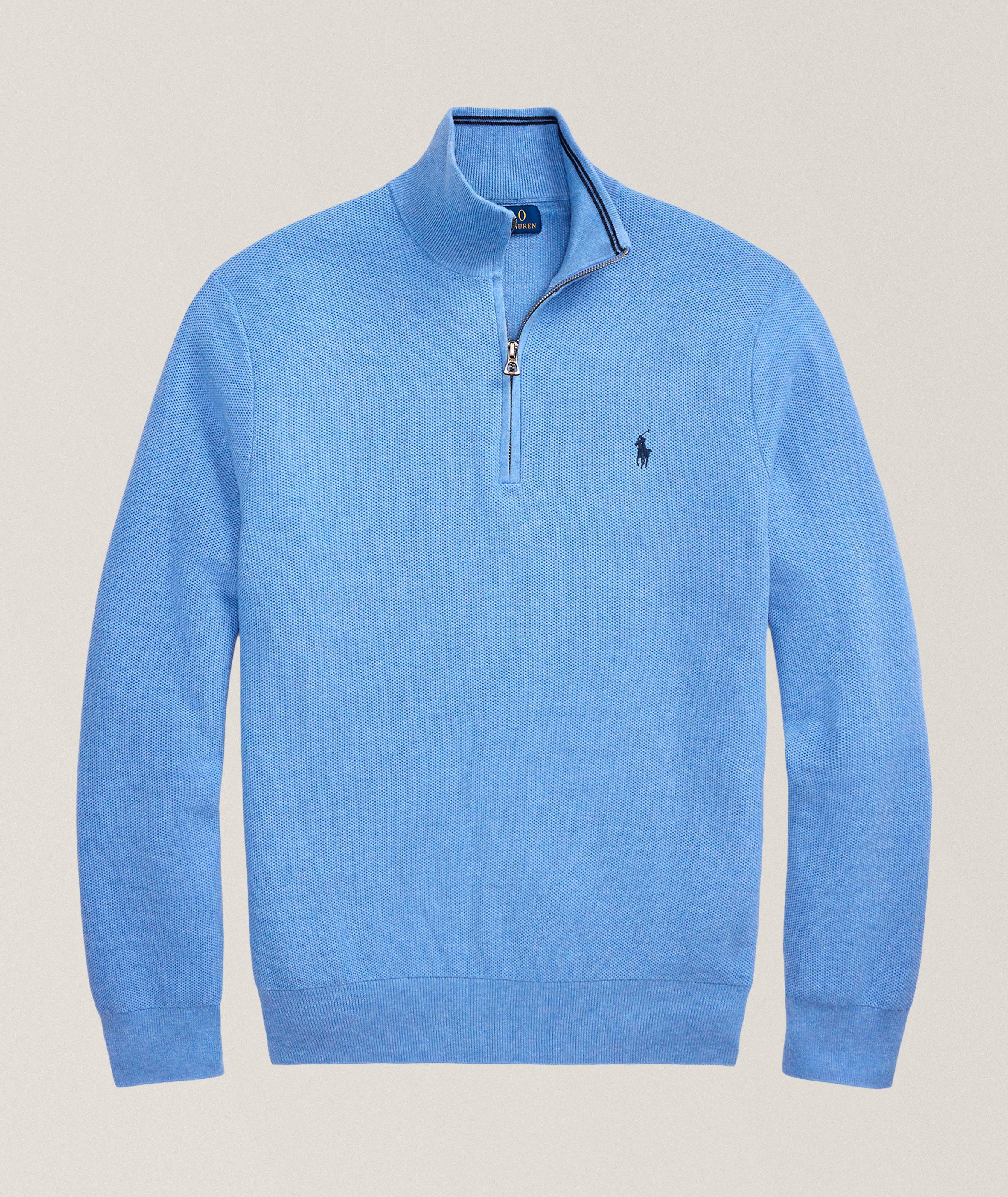 Pull en coton à quart de zip et maille tricotée image 0
