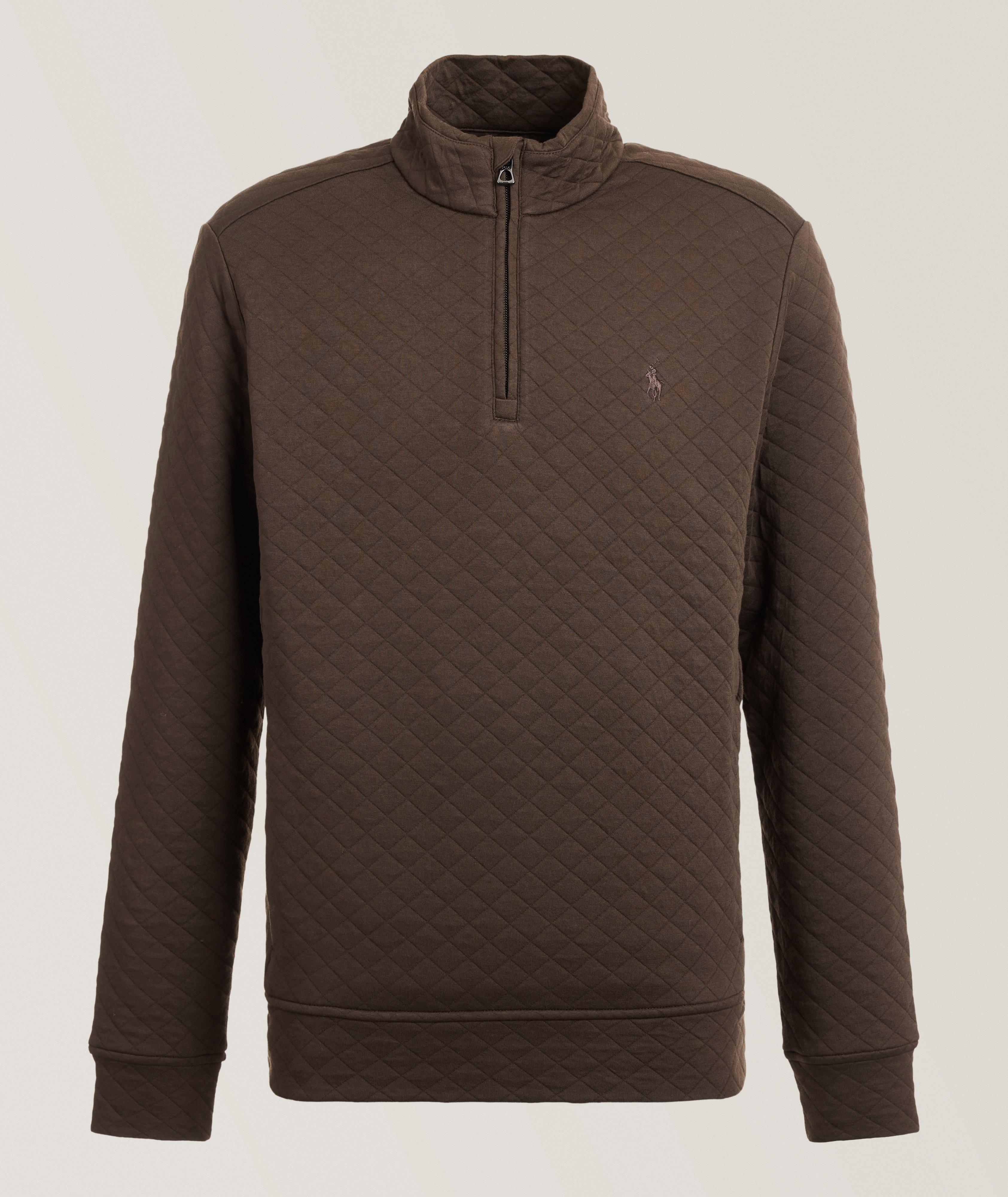 Sweat-shirt matelassé en coton à col zippé à un quart image 0