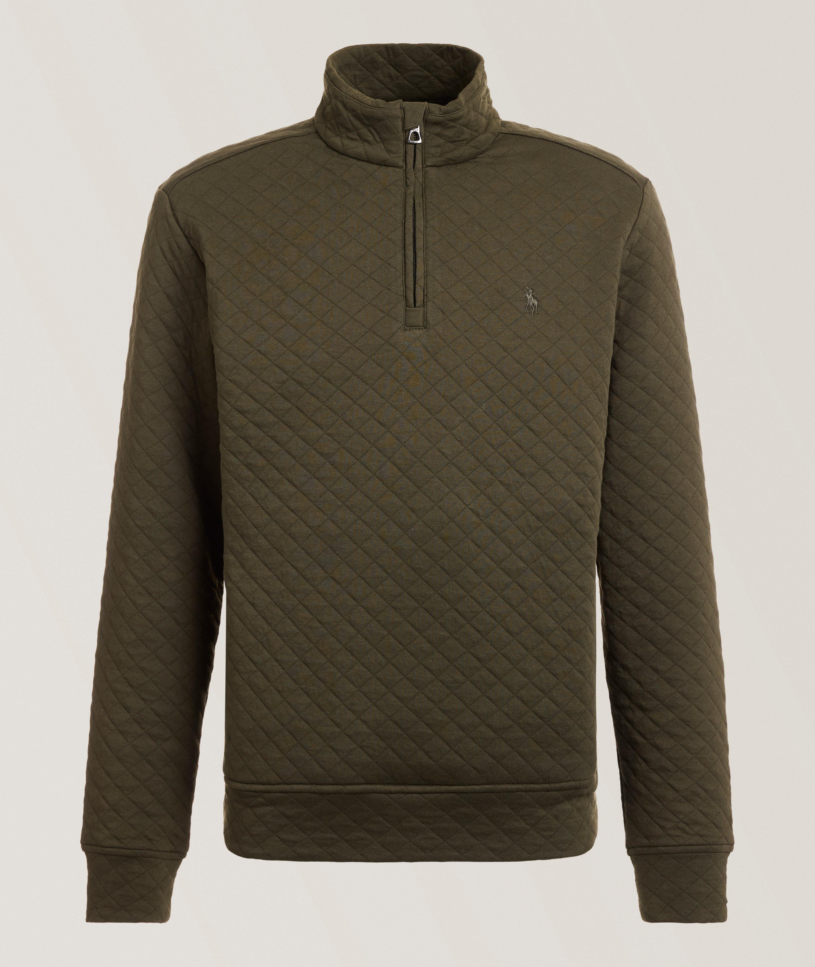 Sweat-shirt matelassé en coton à col zippé à un quart image 0