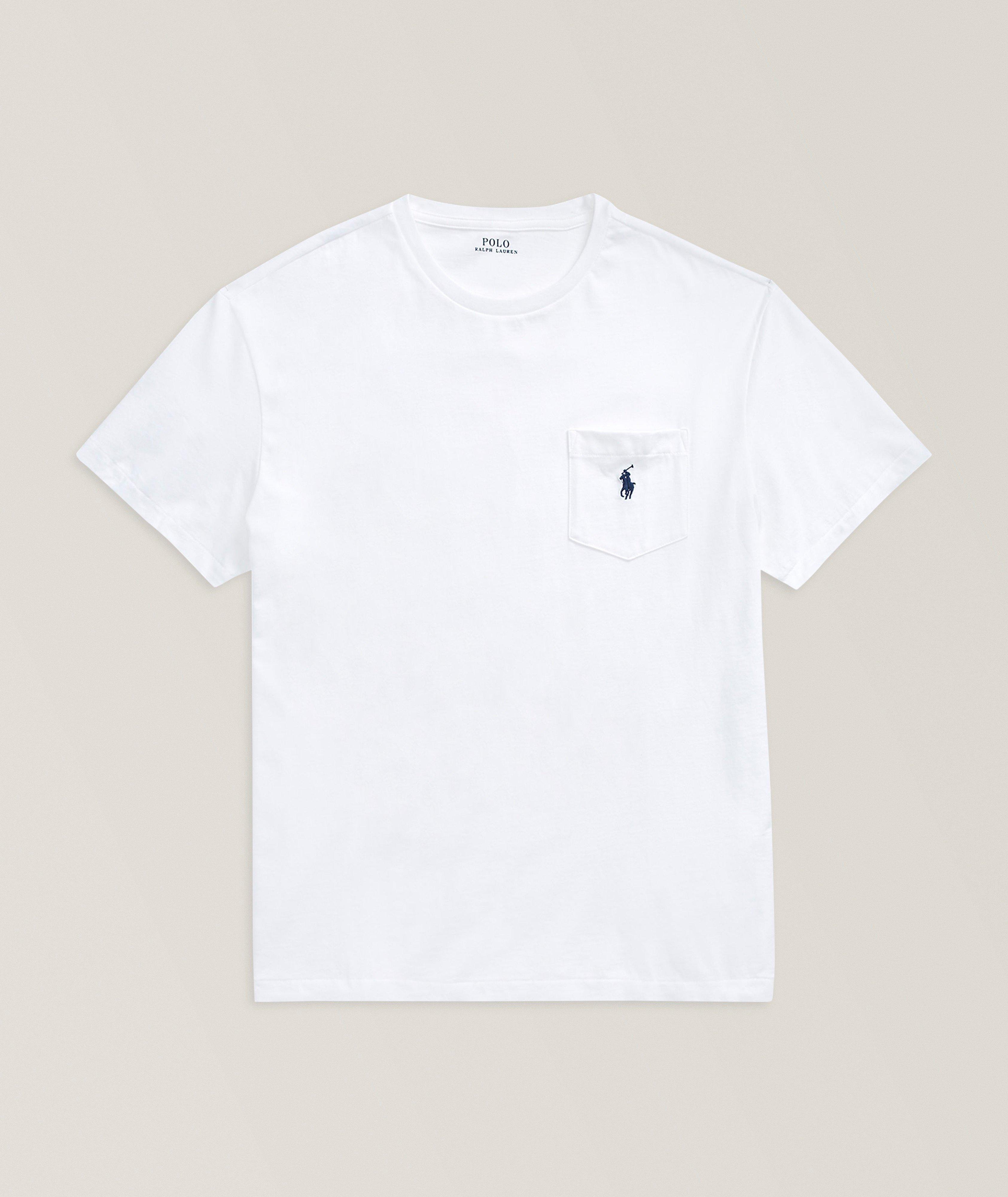 T-shirt à col rond et poche en jersey de coton image 0