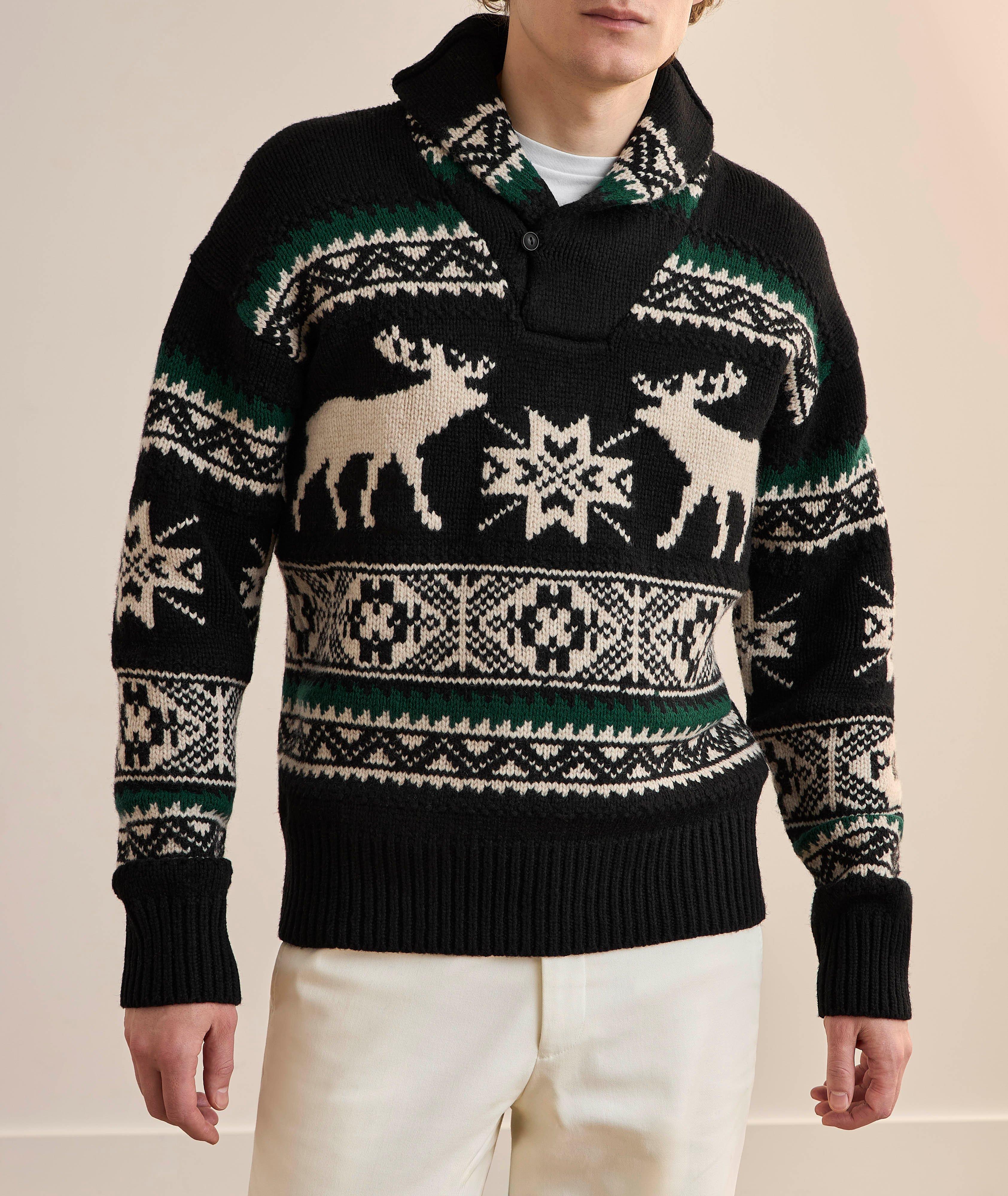 Pull en laine mélangée à motif orignal image 1