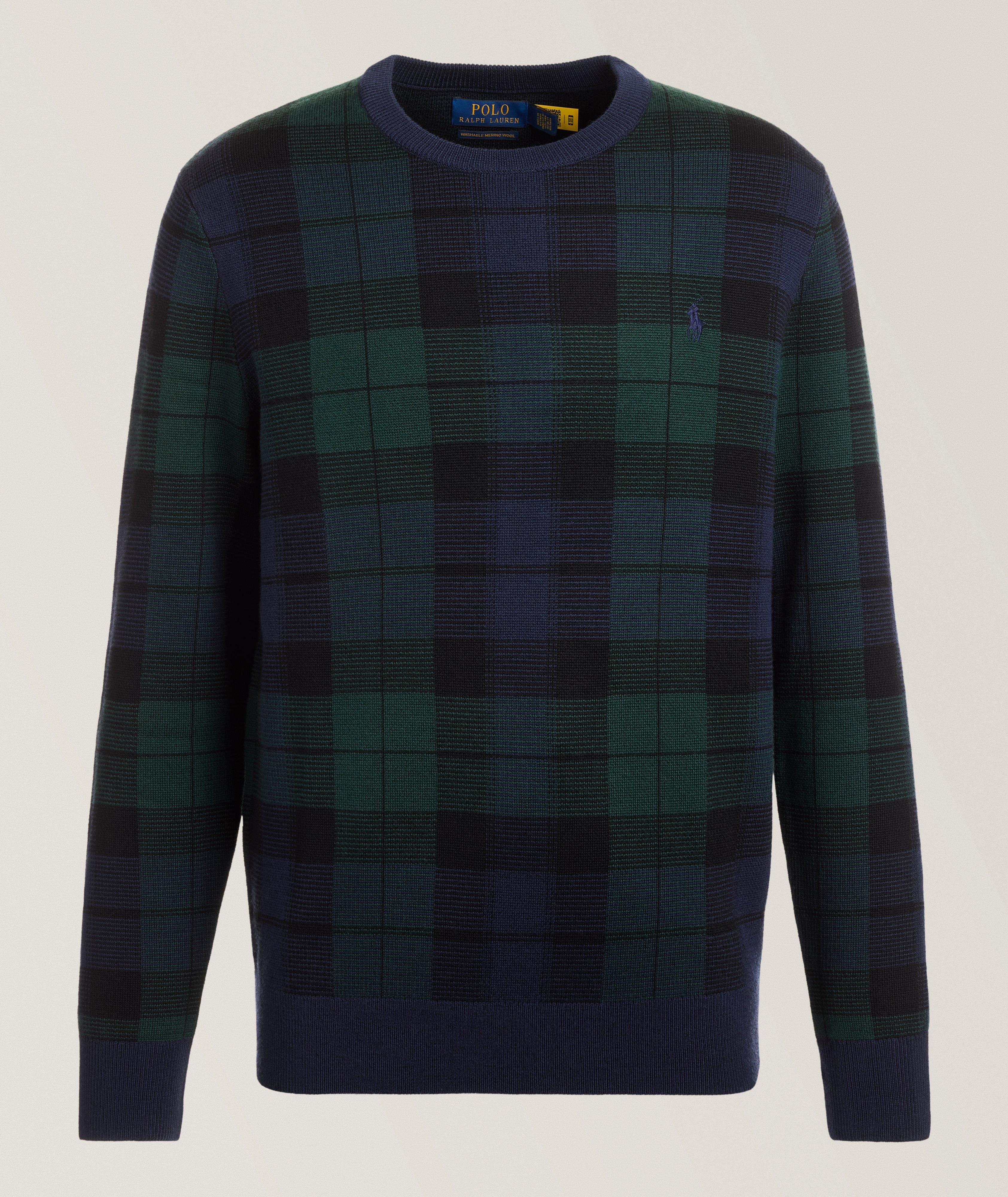 Plaid Wool Crewneck Sweater image 0