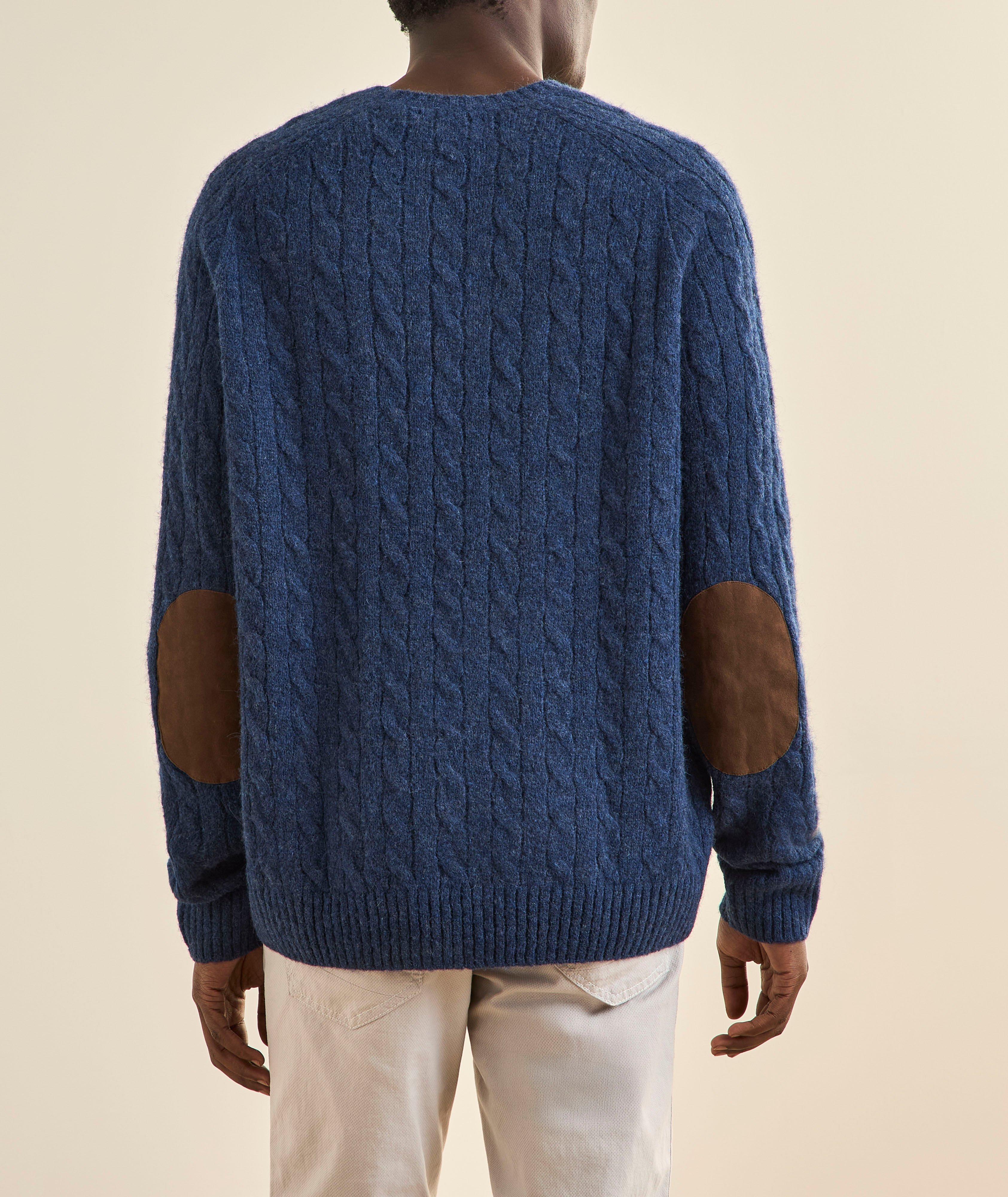 Suede-Patch Cable Knit Sweater image 3