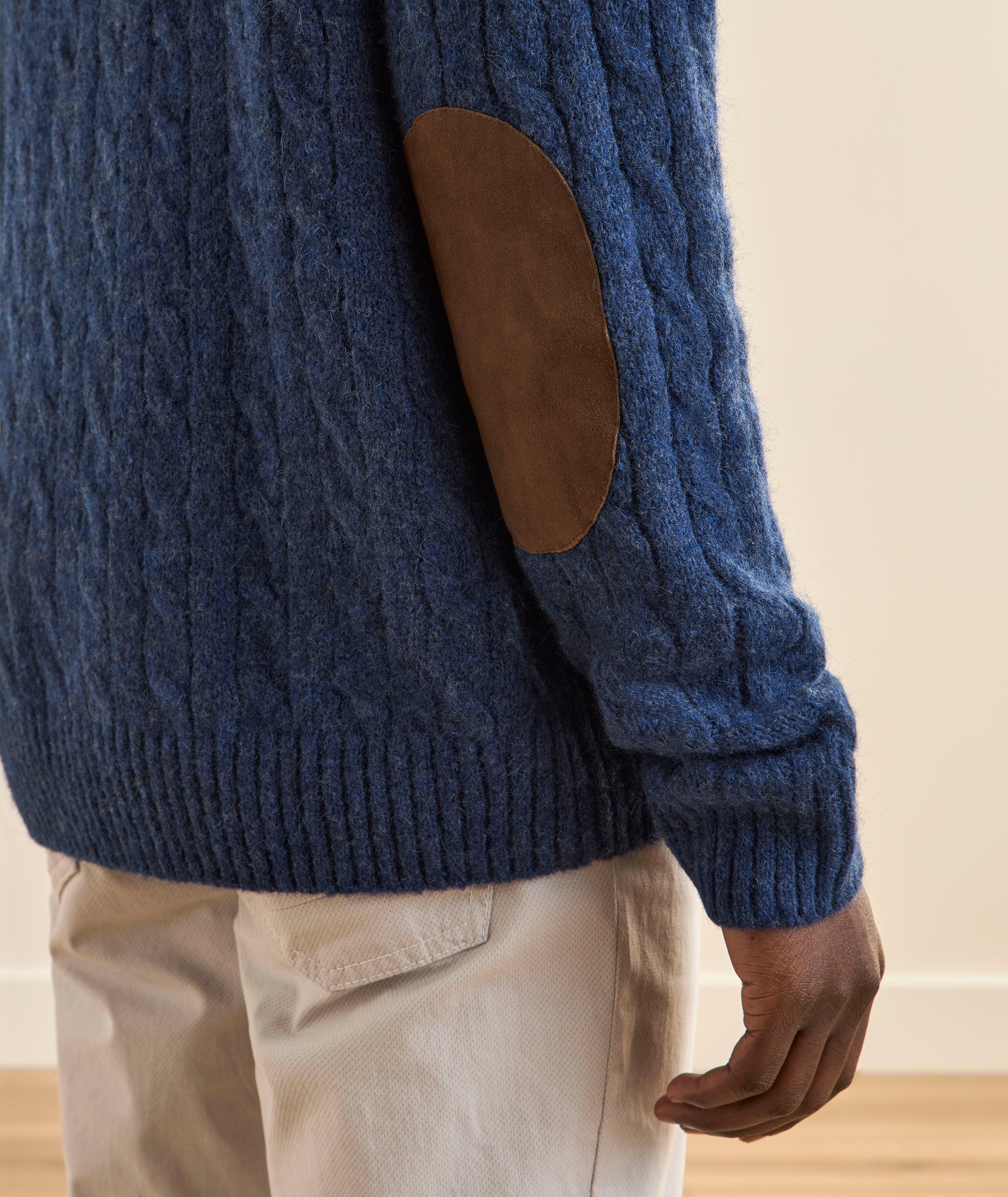 Suede-Patch Cable Knit Sweater image 4