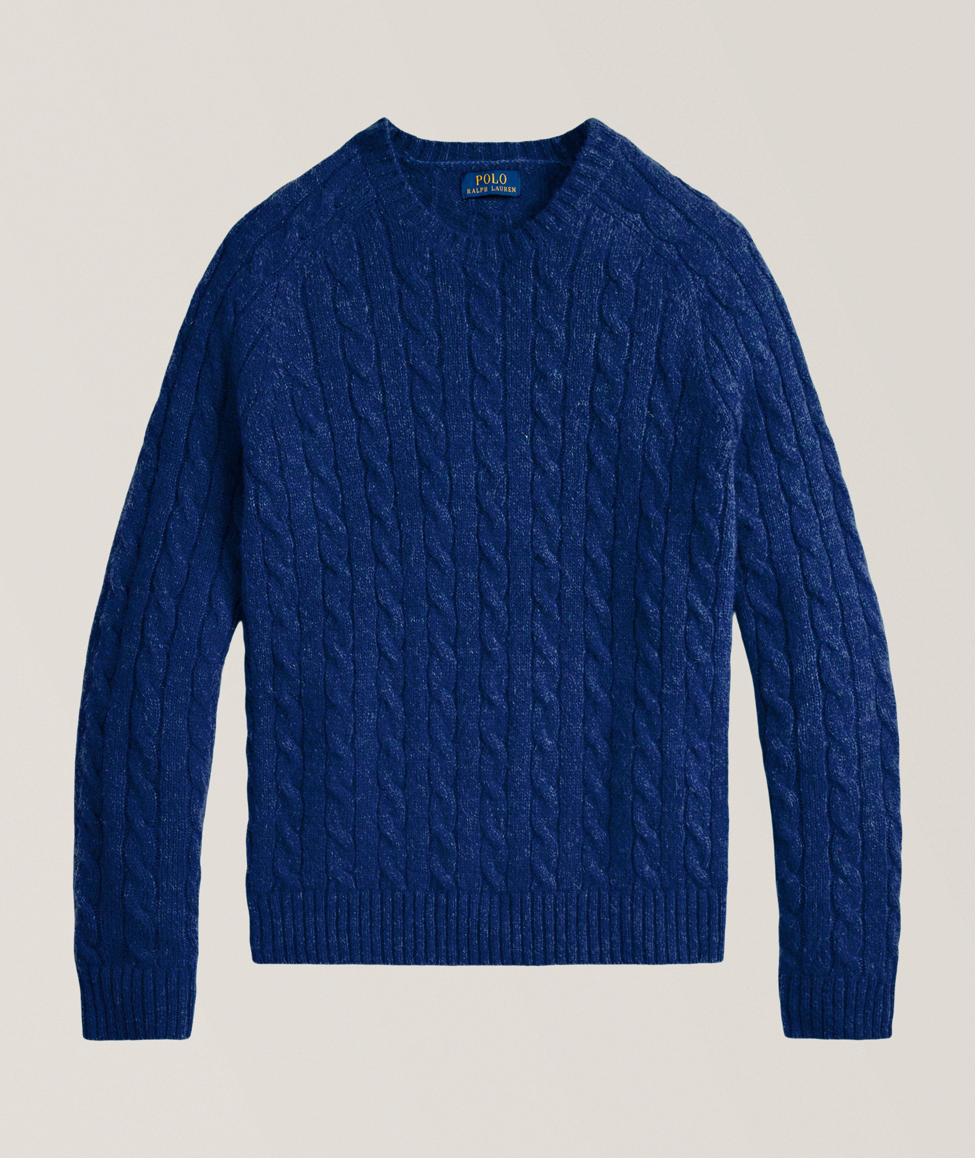 Suede-Patch Cable Knit Sweater image 0