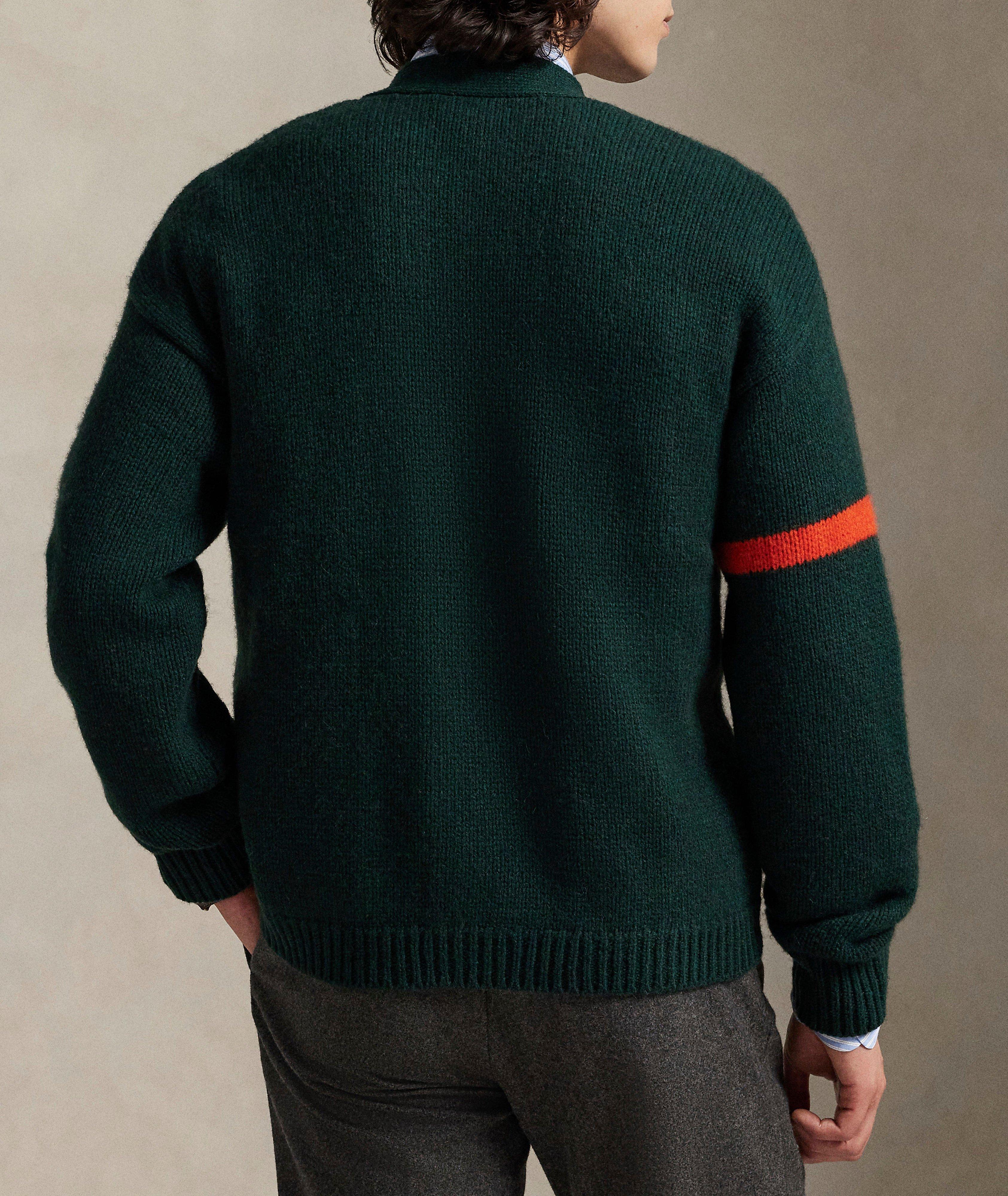 Cardigan en laine à col en V avec lettre image 2