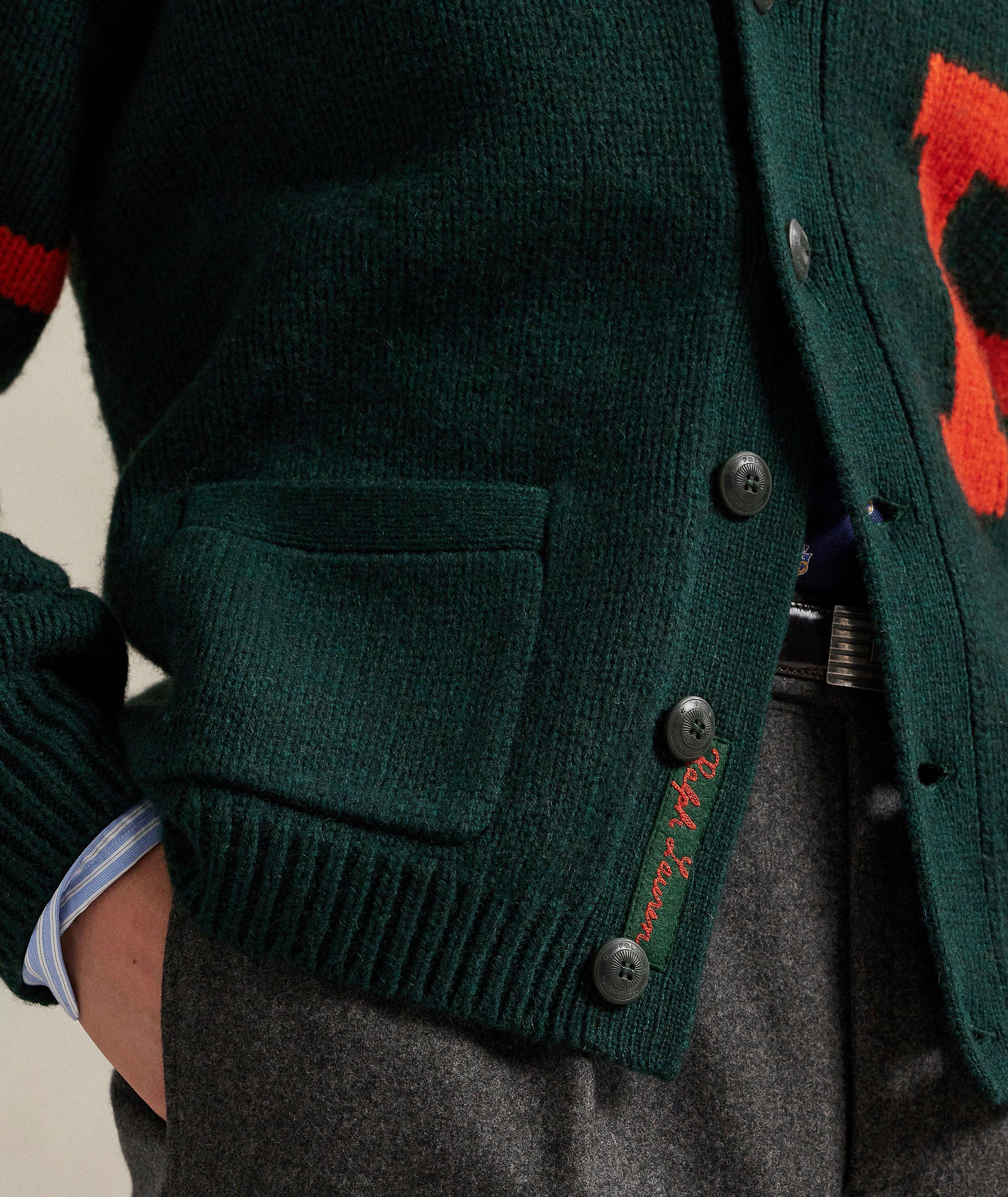 Cardigan en laine à col en V avec lettre image 4