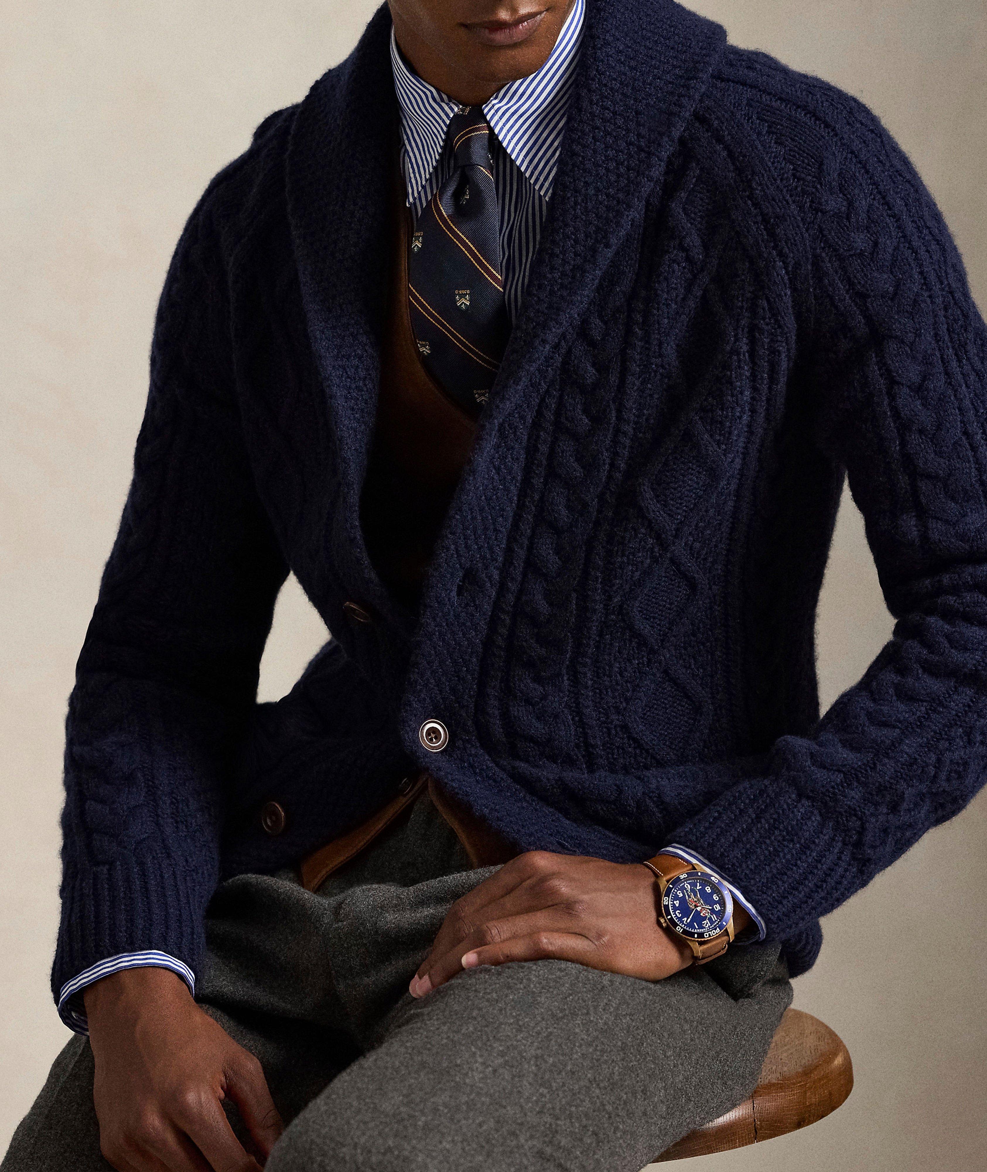 Suede-Patch Wool-Alpaca Cardigan image 1