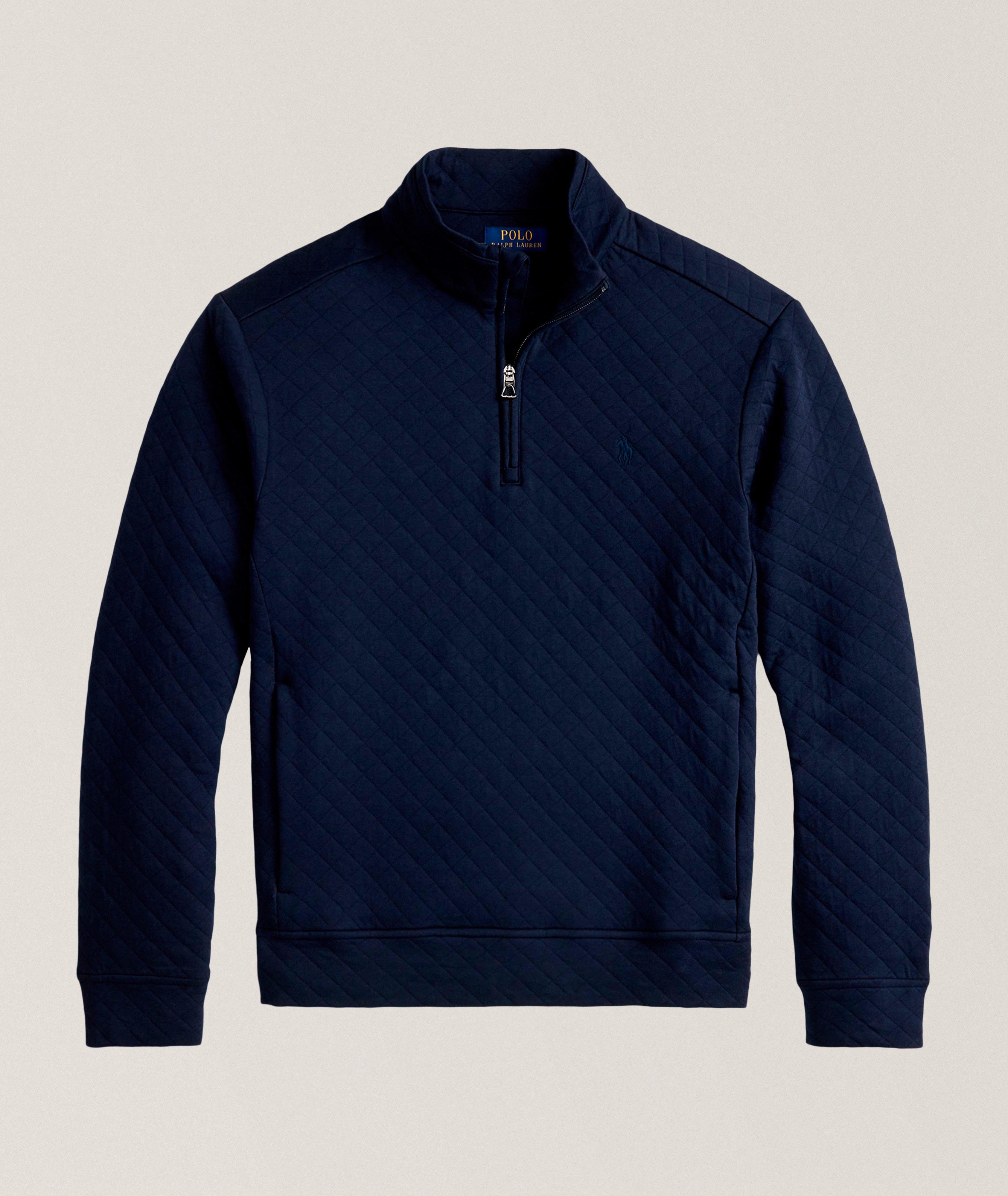 Sweat-shirt matelassé en coton à col zippé à un quart image 0