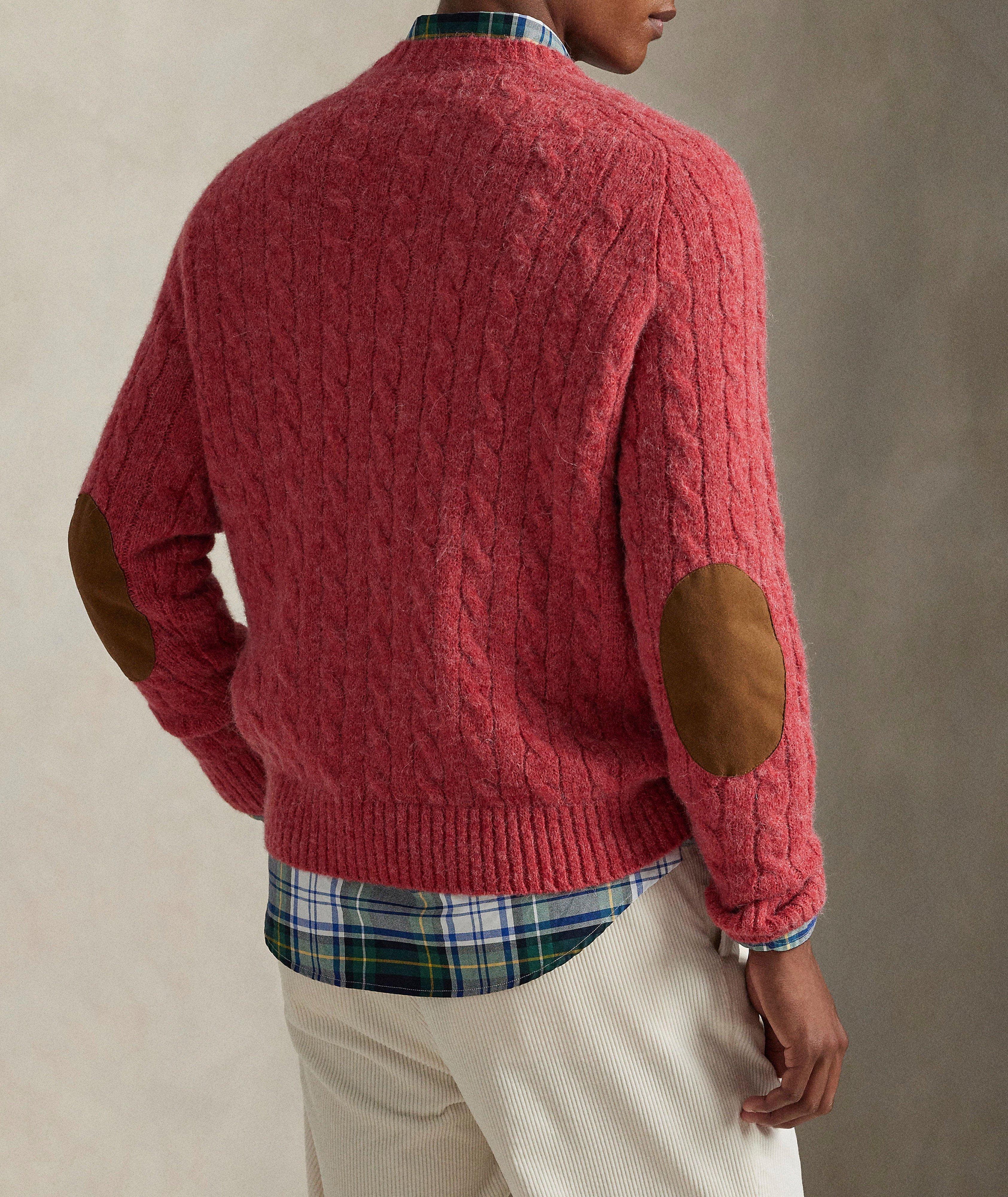 Suede-Patch Cable Knit Sweater image 2