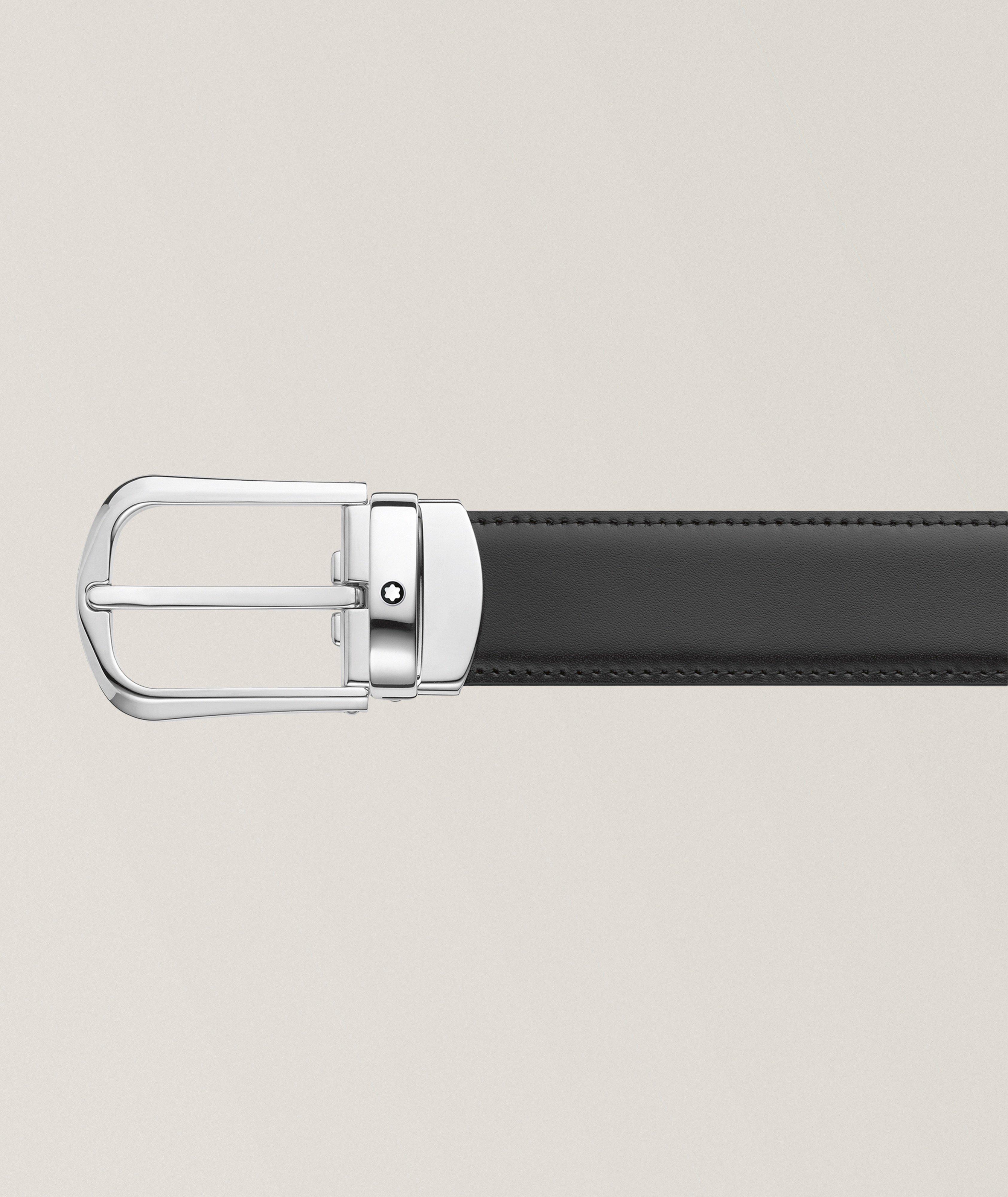 Ceinture réversible en cuir avec boucle en fer à cheval incurvée image 1