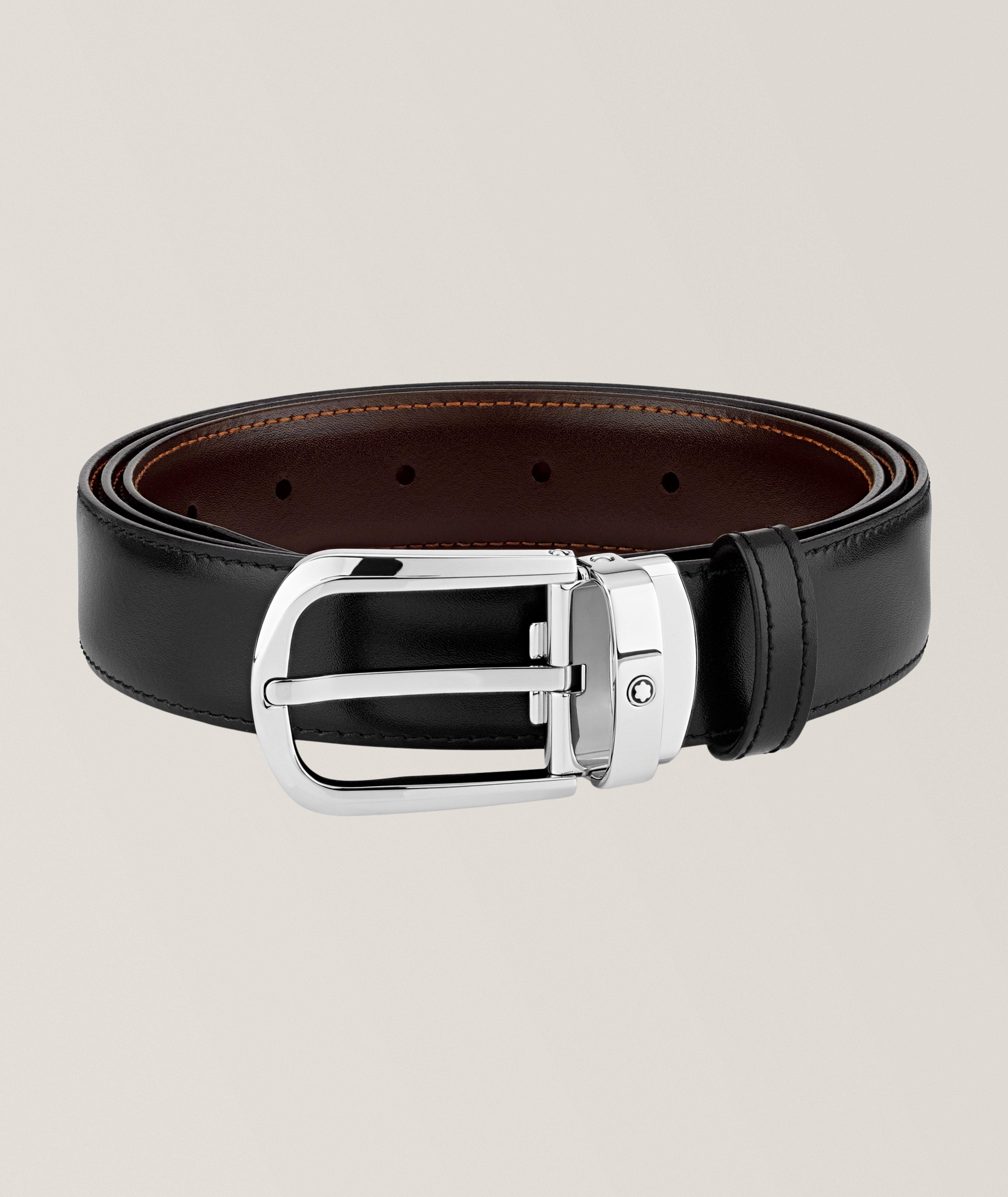 Ceinture réversible en cuir avec boucle en fer à cheval incurvée image 0