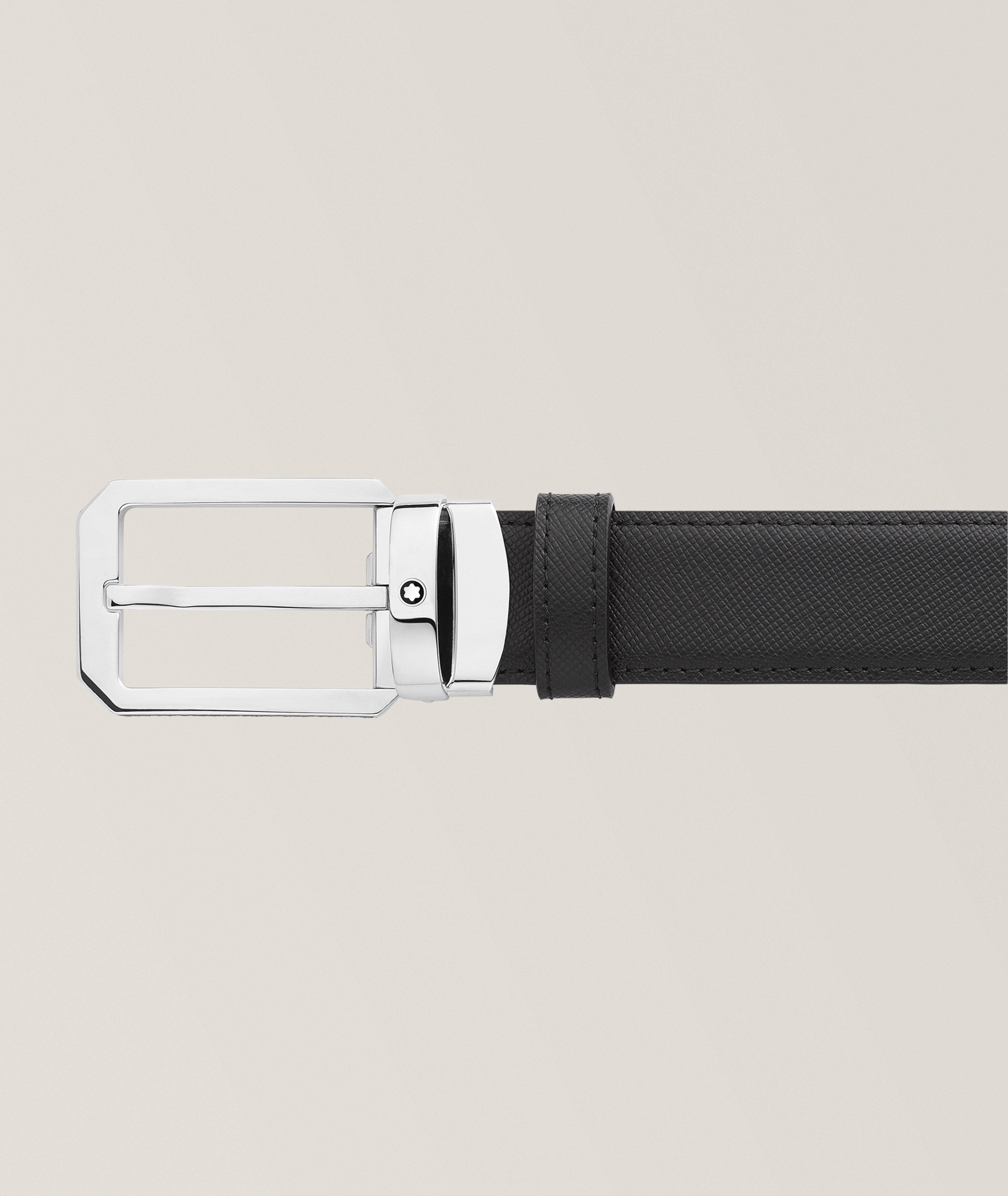 Ceinture réversible en cuir avec boucle trapézoïdale image 1
