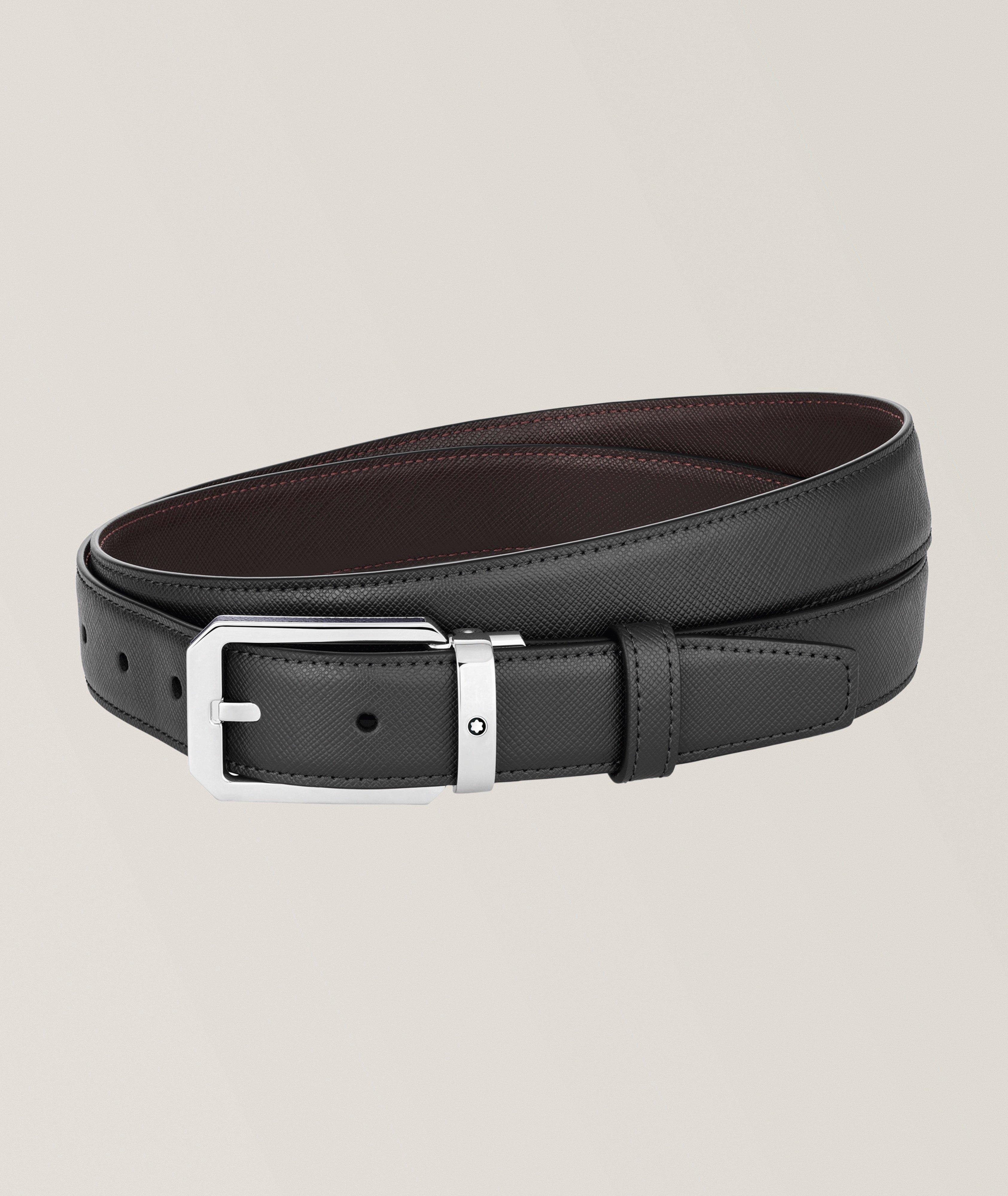 Ceinture réversible en cuir avec boucle trapézoïdale image 0