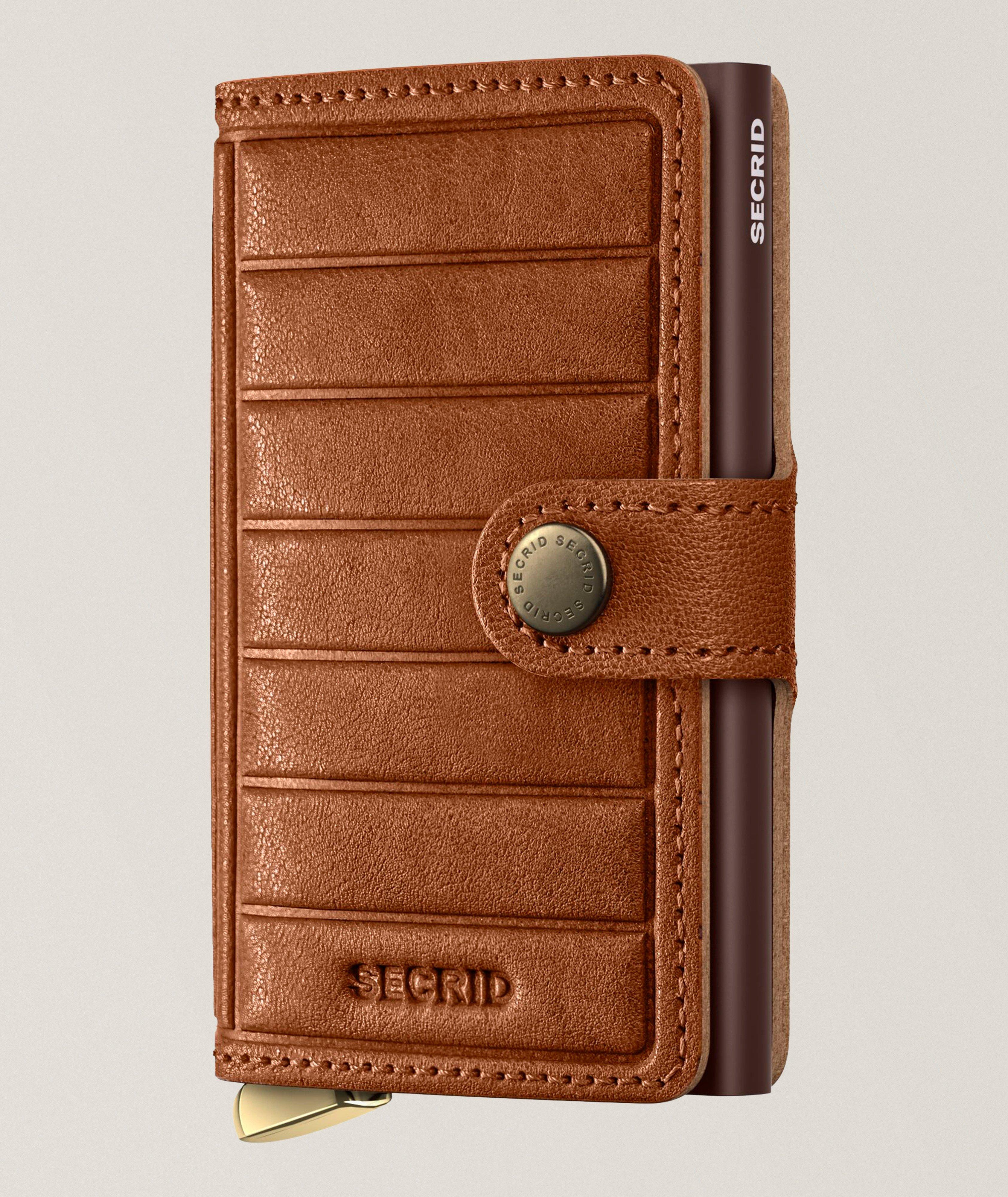 Embossed Lines Leather RFID Mini Wallet  image 0