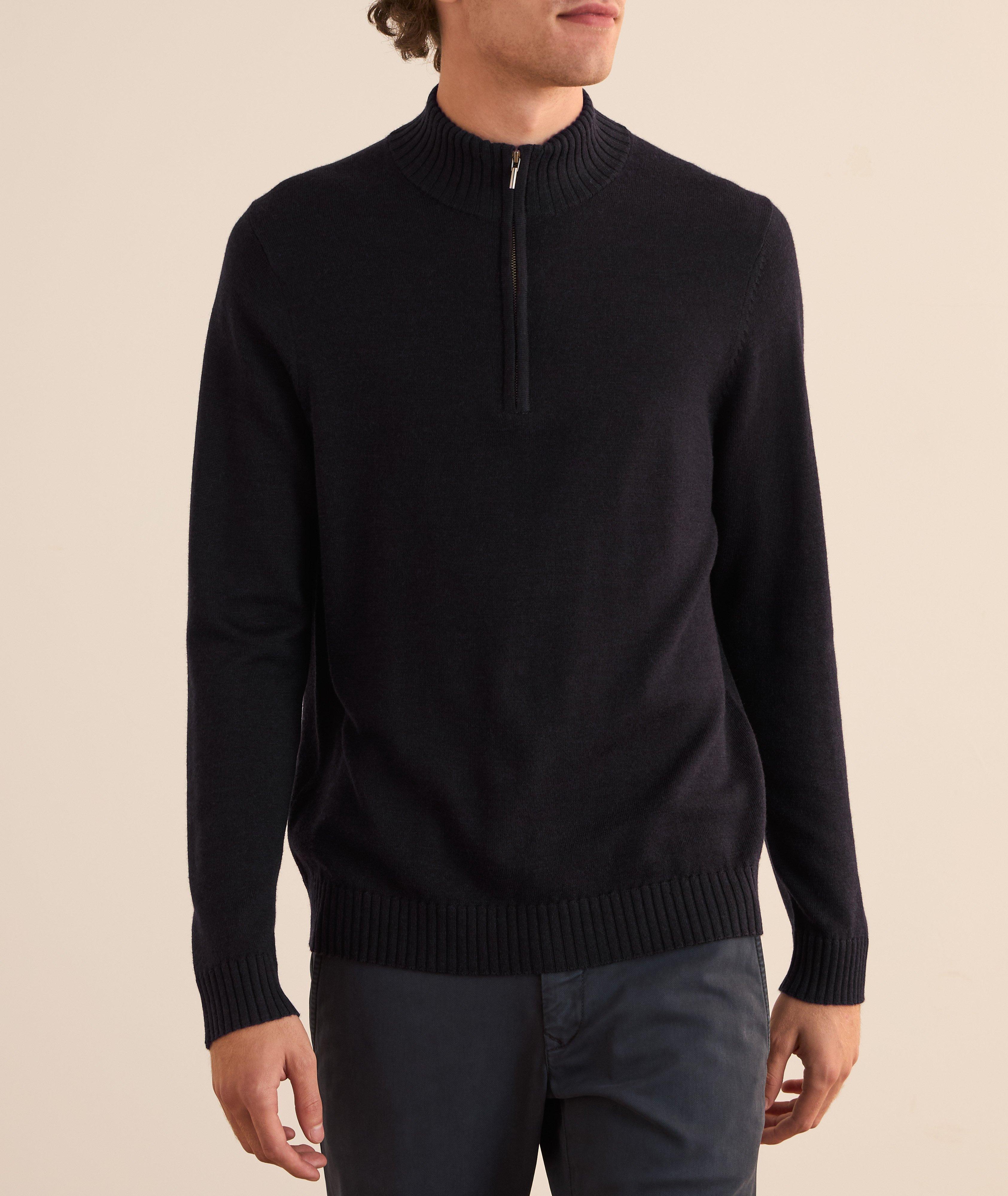 Pull à demi-glissière en laine mérinos extrafine image 1