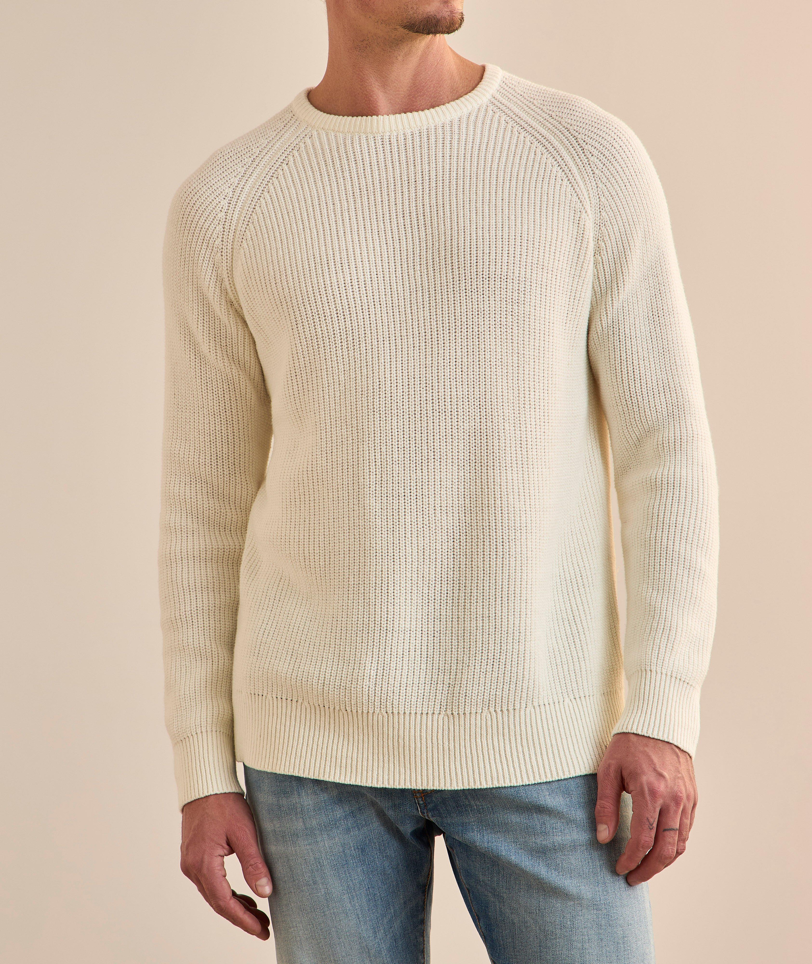 Cotton-Blend Raglan Fisherman Sweater image 1