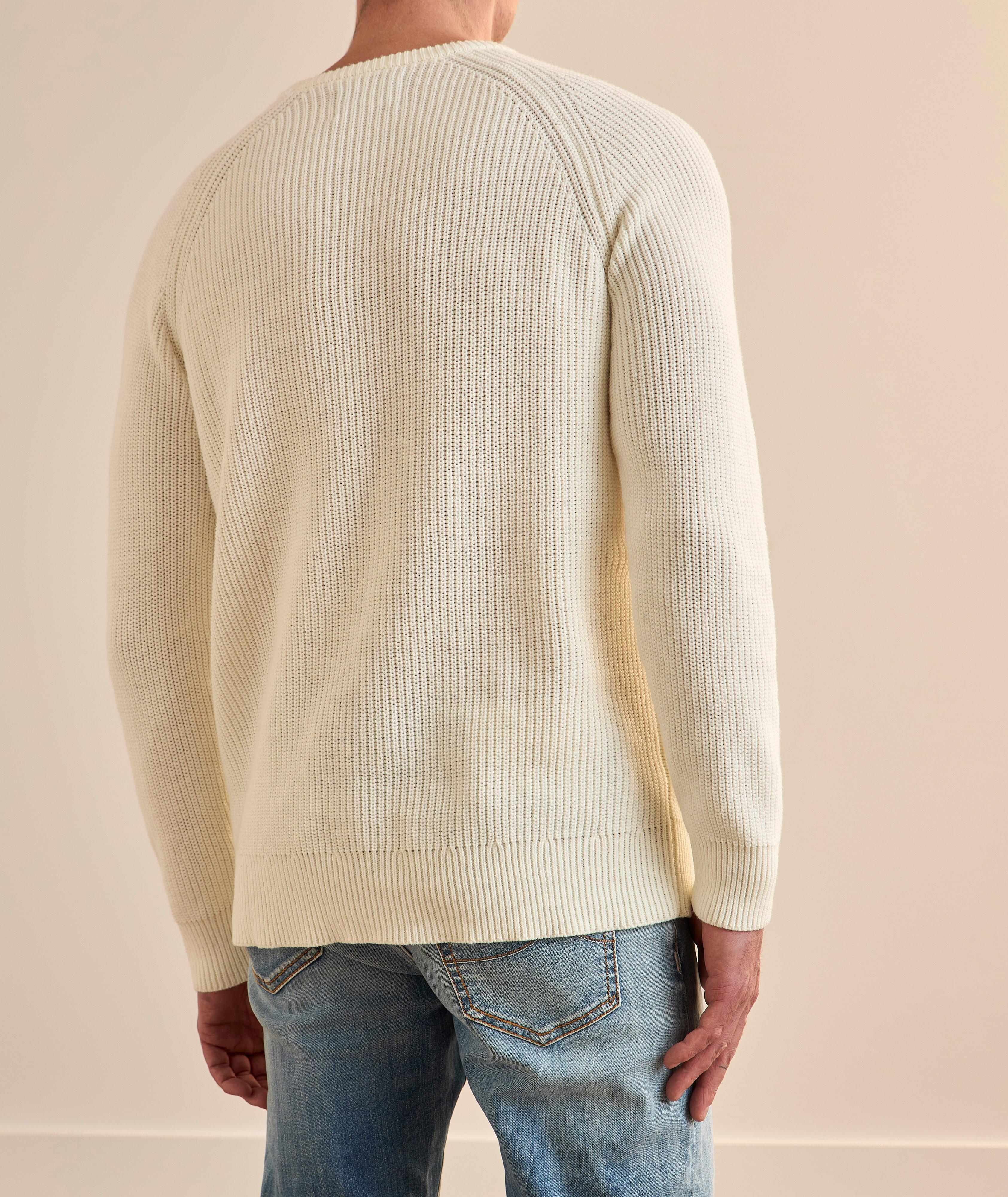 Cotton-Blend Raglan Fisherman Sweater image 2