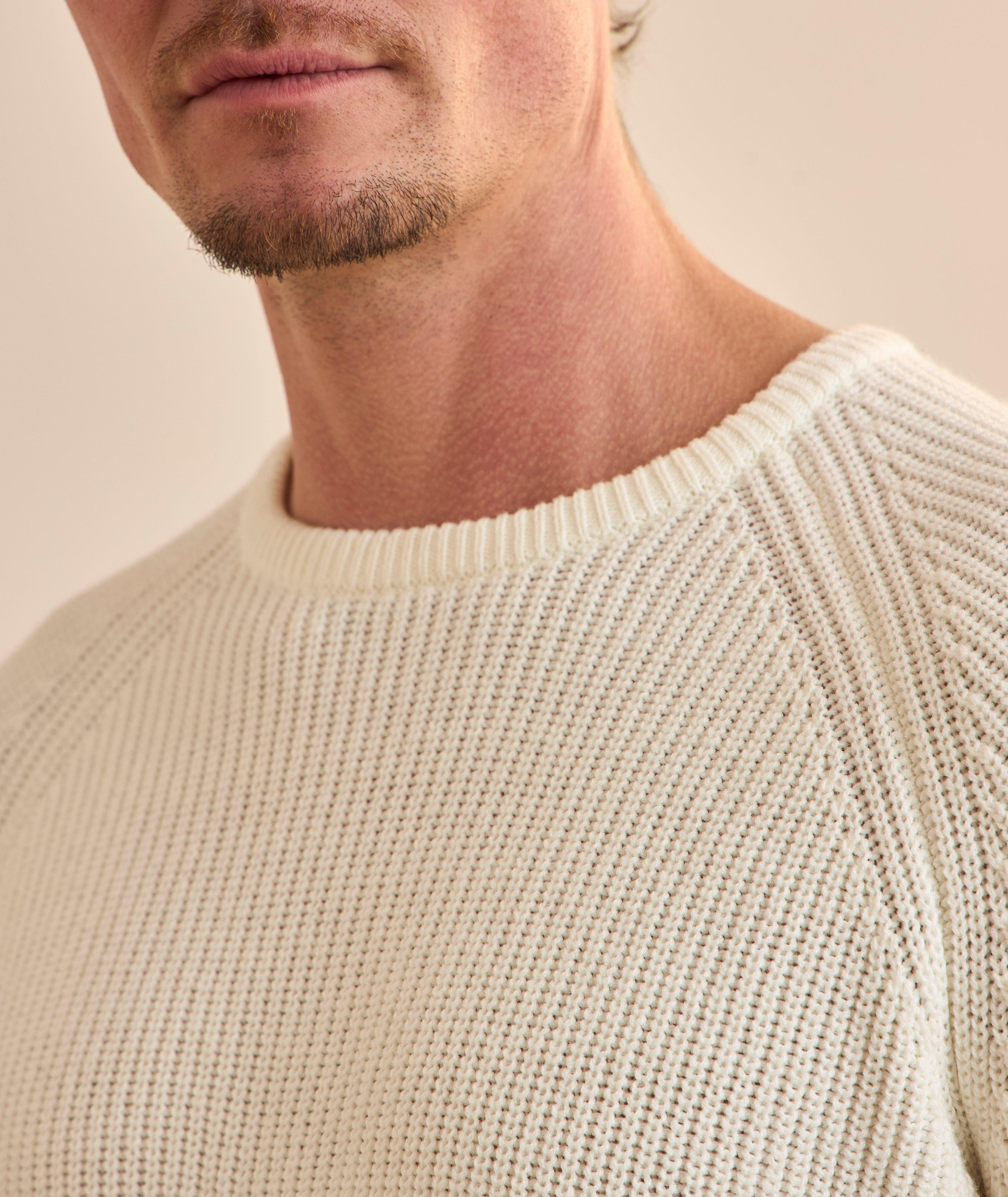 Cotton-Blend Raglan Fisherman Sweater image 3