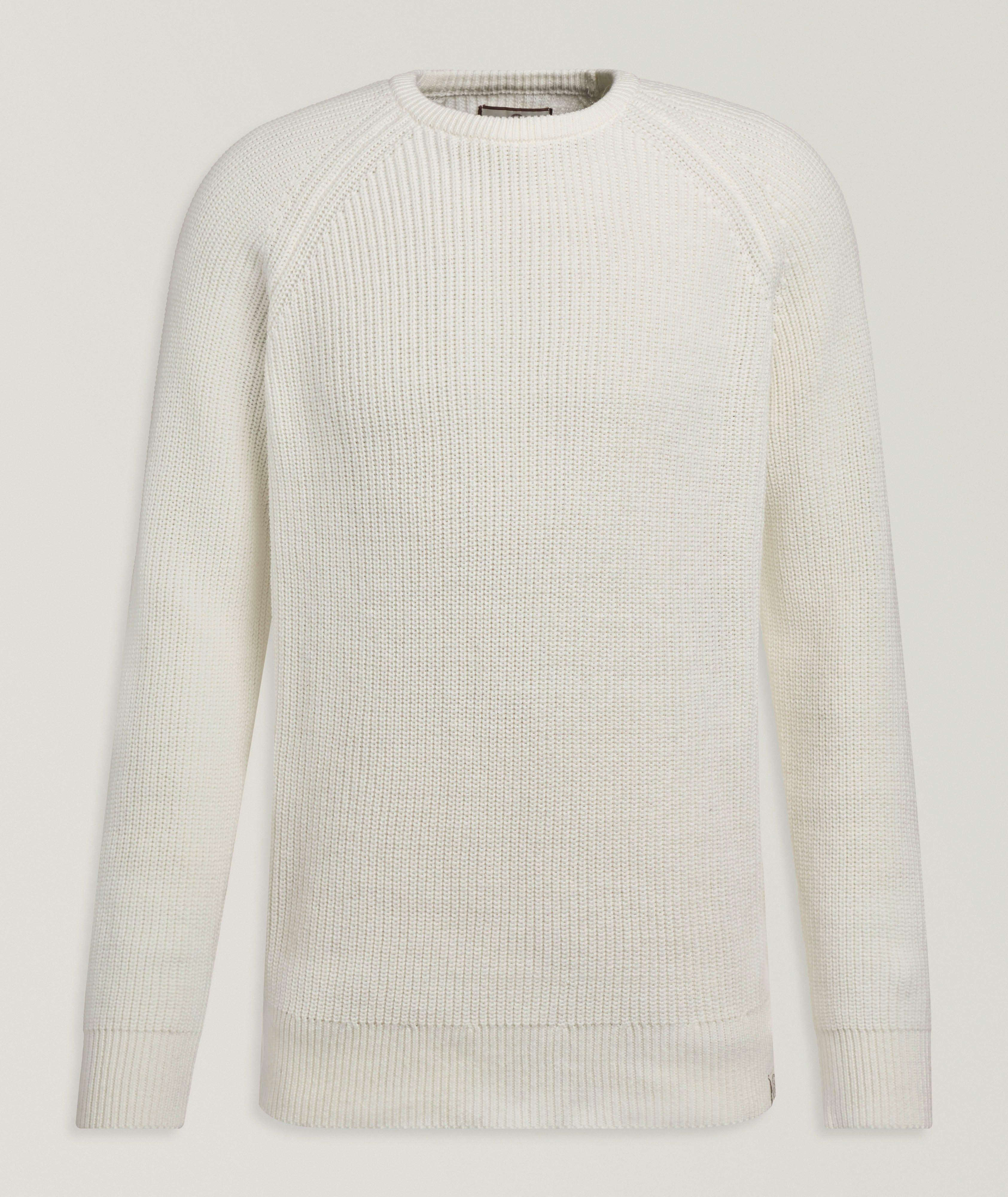 Cotton-Blend Raglan Fisherman Sweater image 0