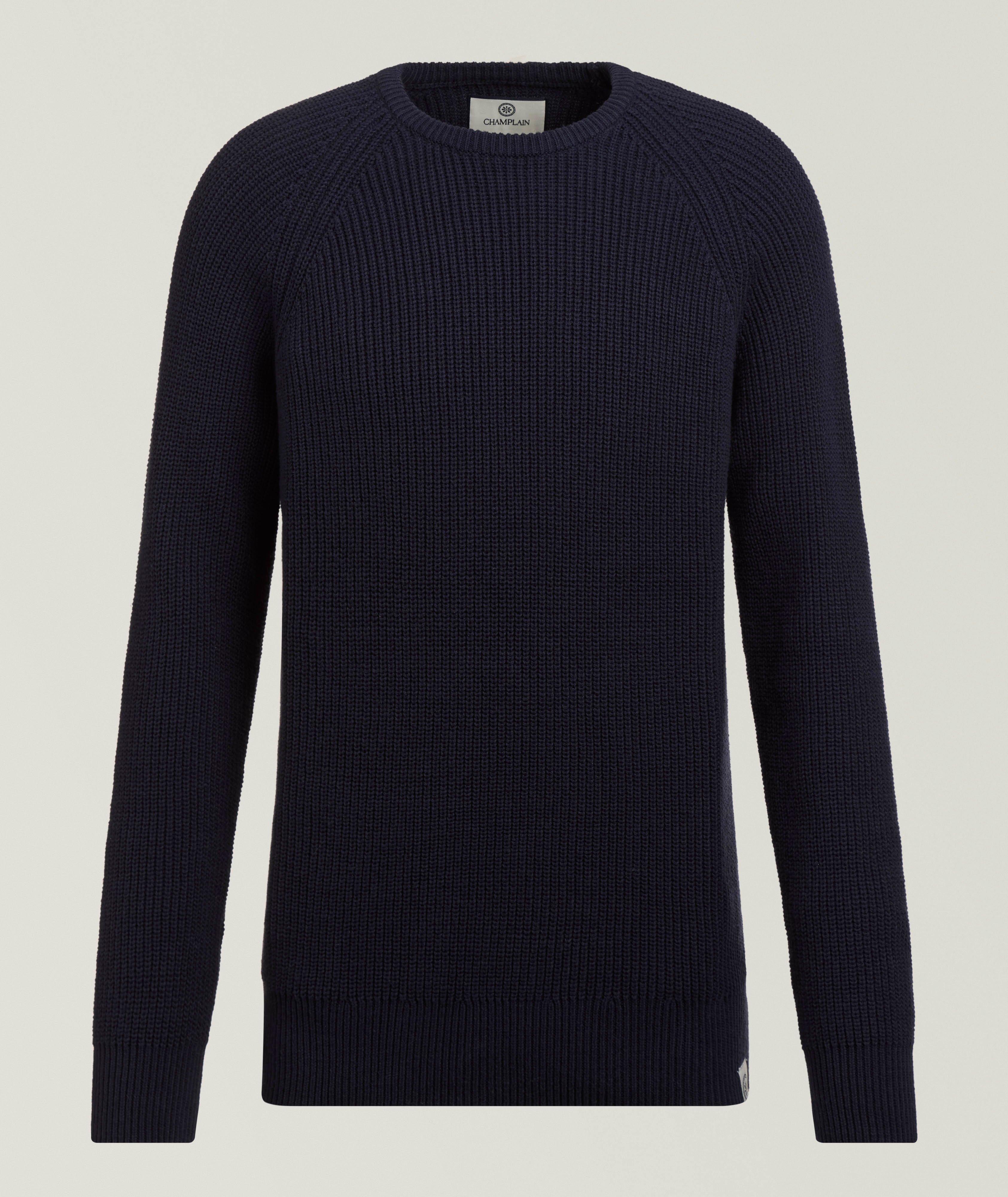 Cotton-Blend Raglan Fisherman Sweater image 0