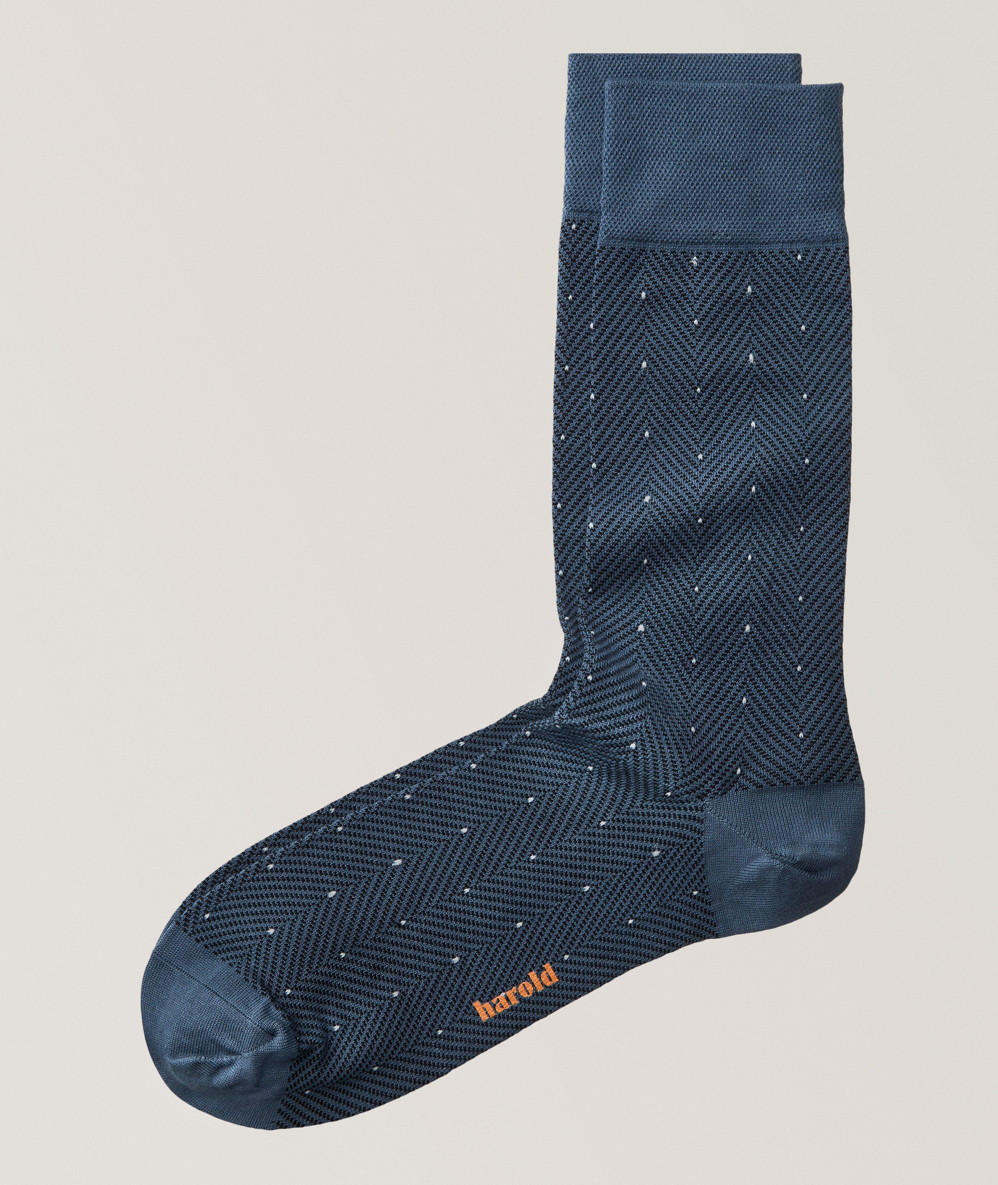 Herringbone Dot Stretch-Cotton Socks image 0