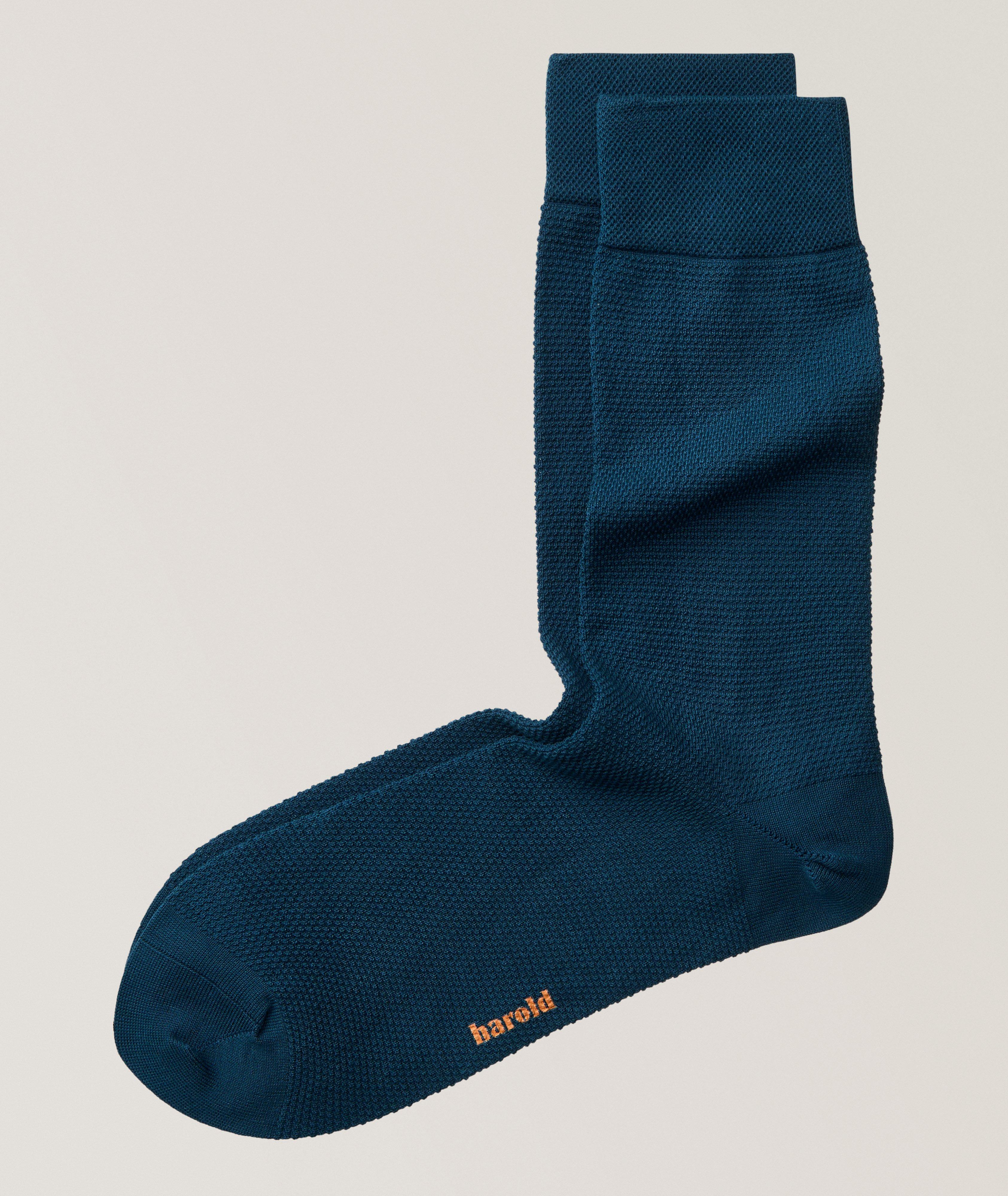 Harold Moss Stitch Cotton-Blend Socks