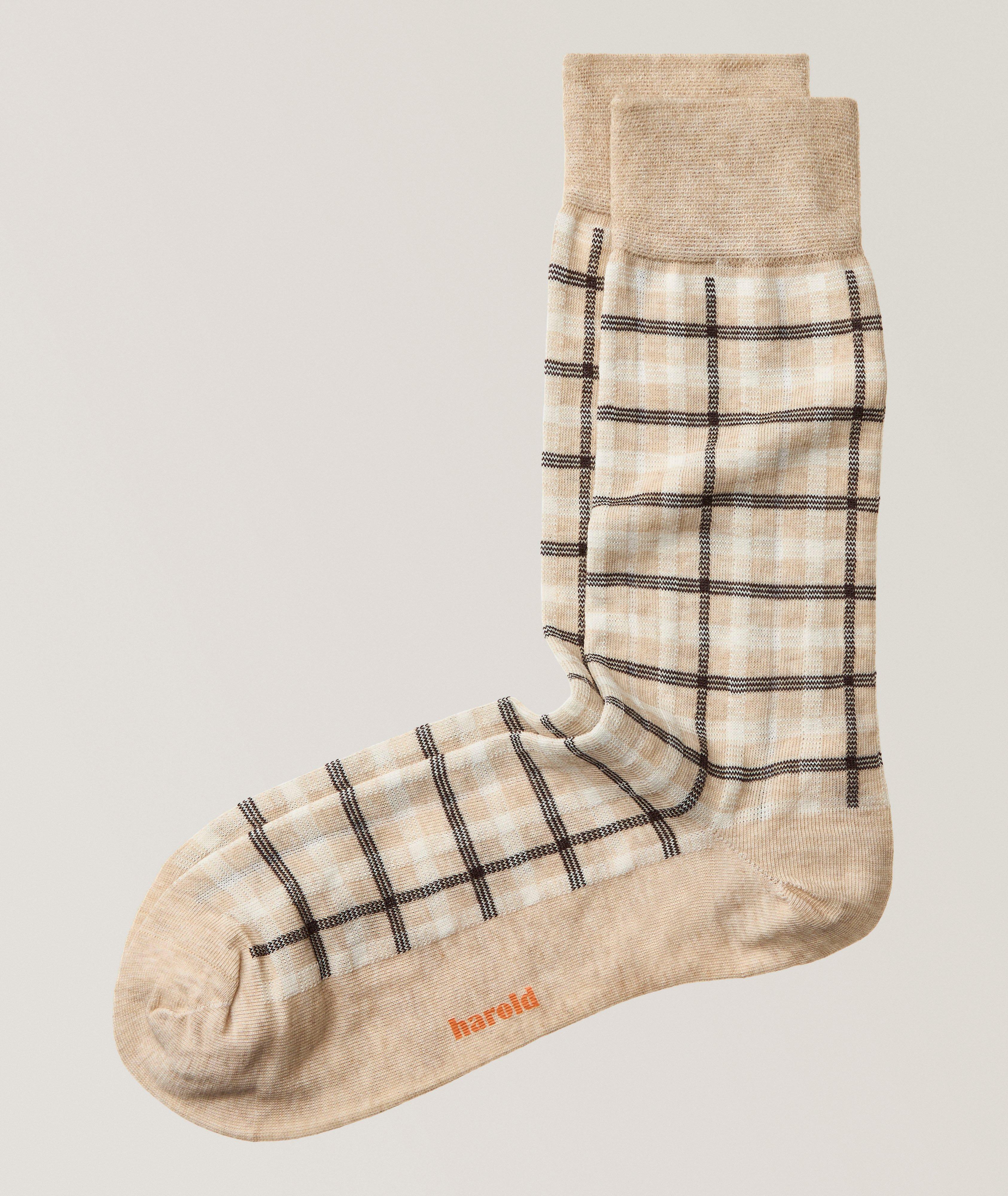 Harold Plaid Stretch-Cotton Socks