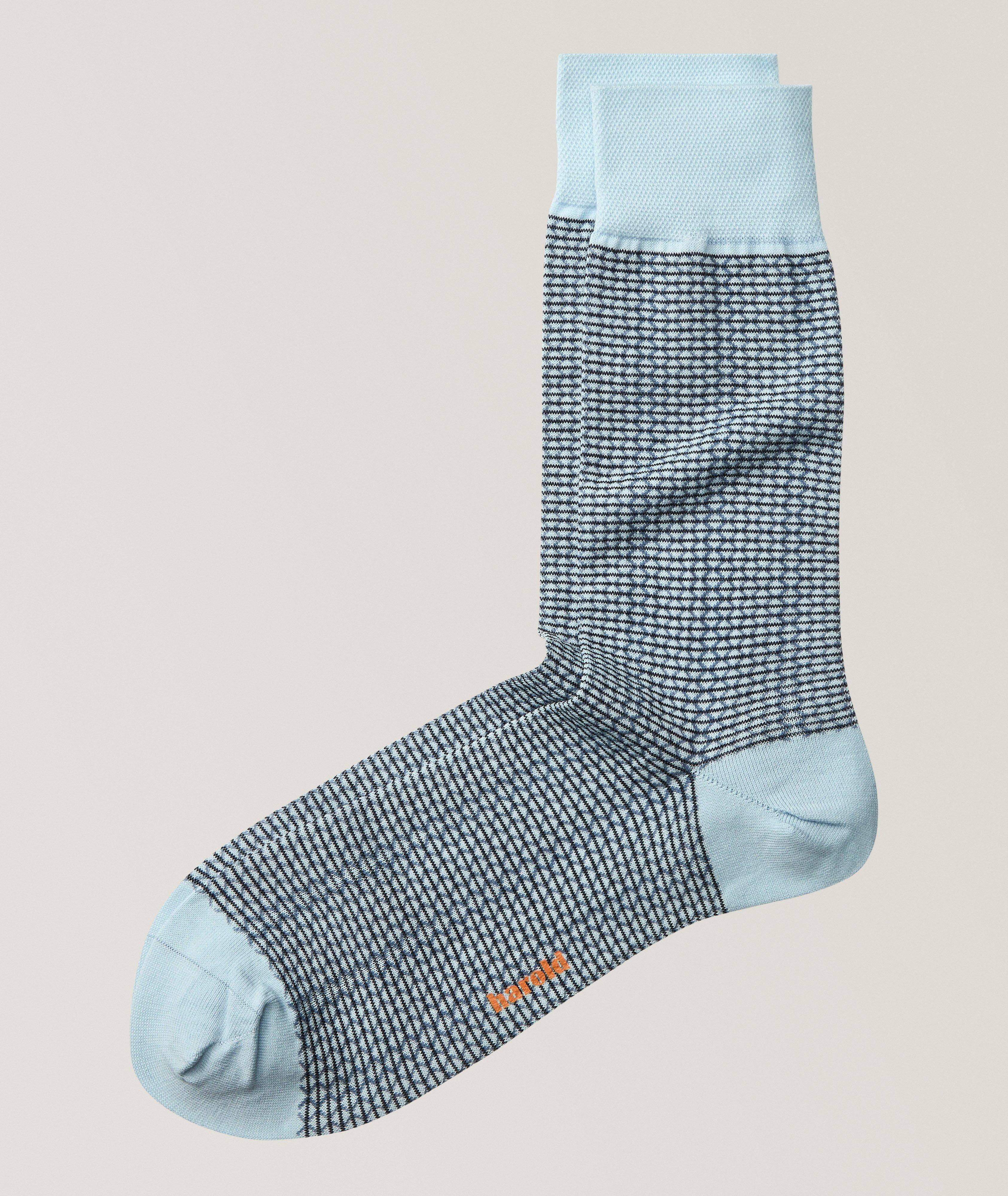 Harold Geometric Stripe Stretch-Cotton Socks