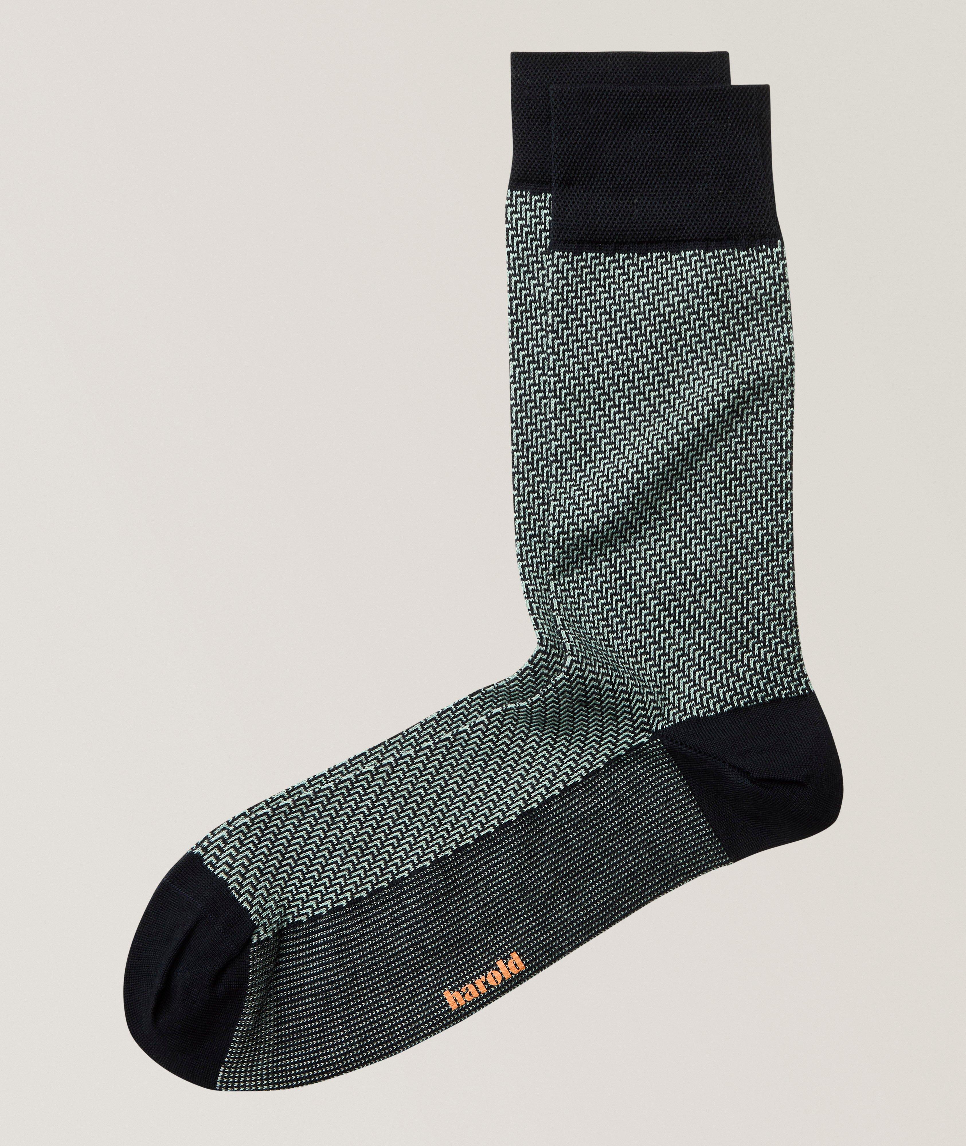 Harold Steps Motif Stretch-Cotton Socks