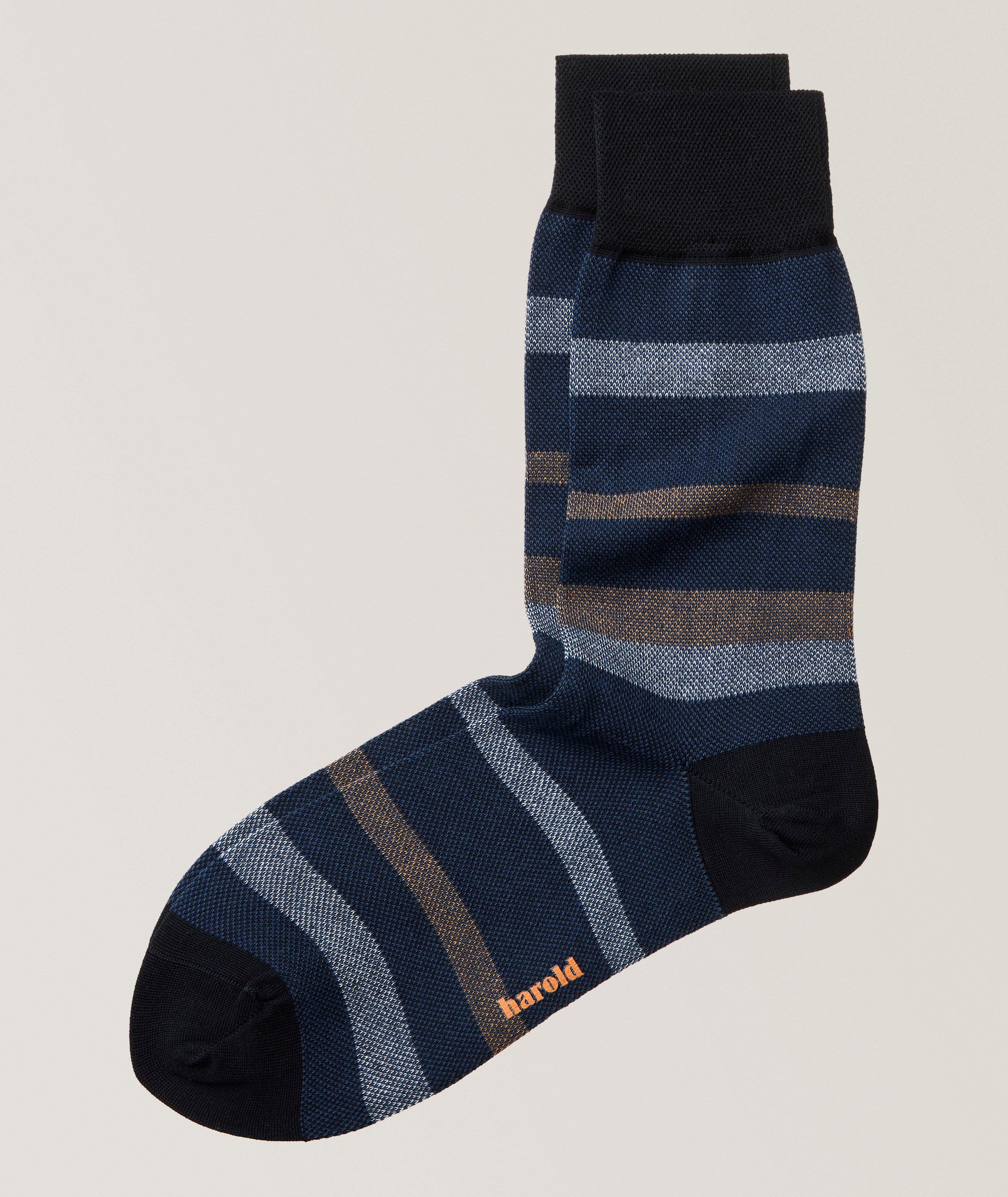 Harold Shadow Stripe Stretch-Cotton Socks