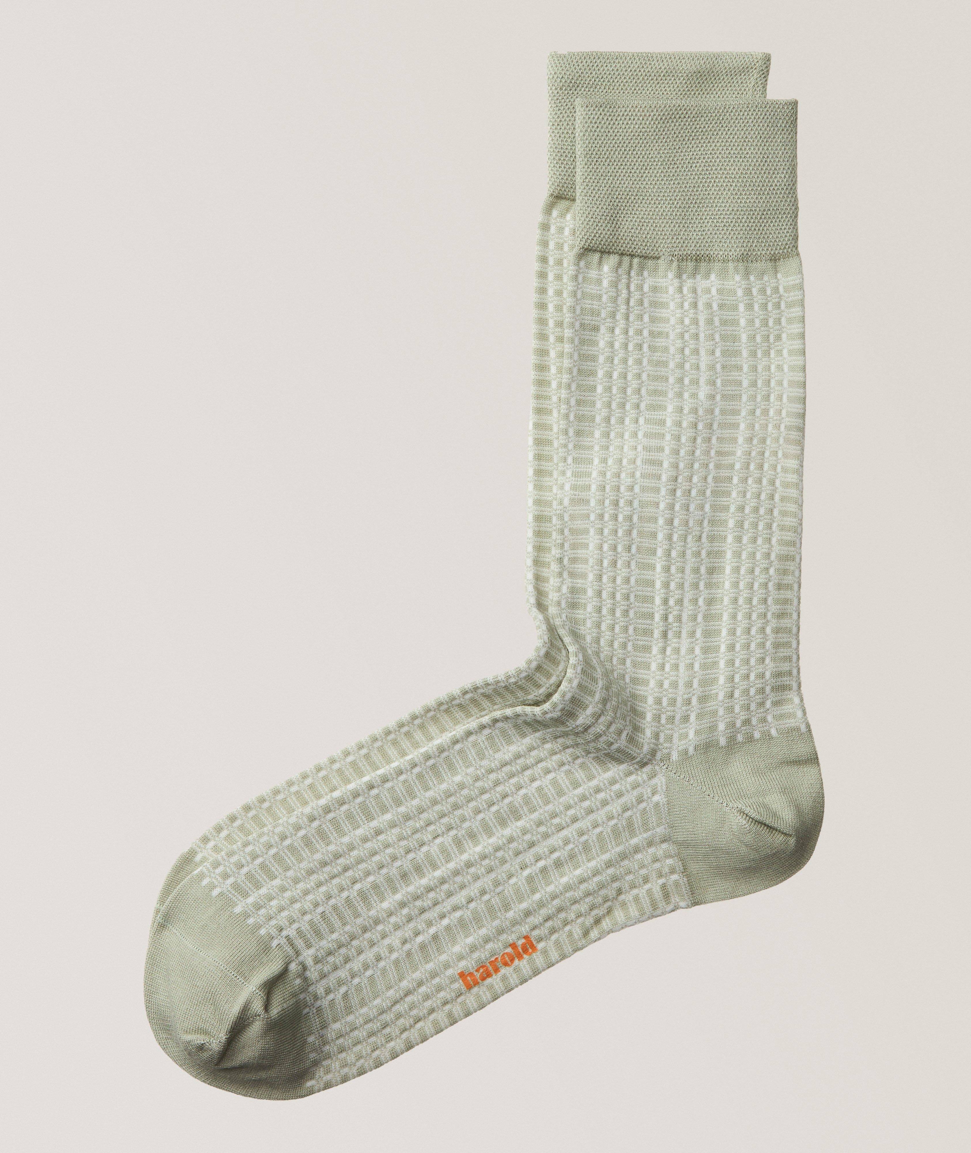 Harold Stacked Plaid Stretch-Cotton Socks