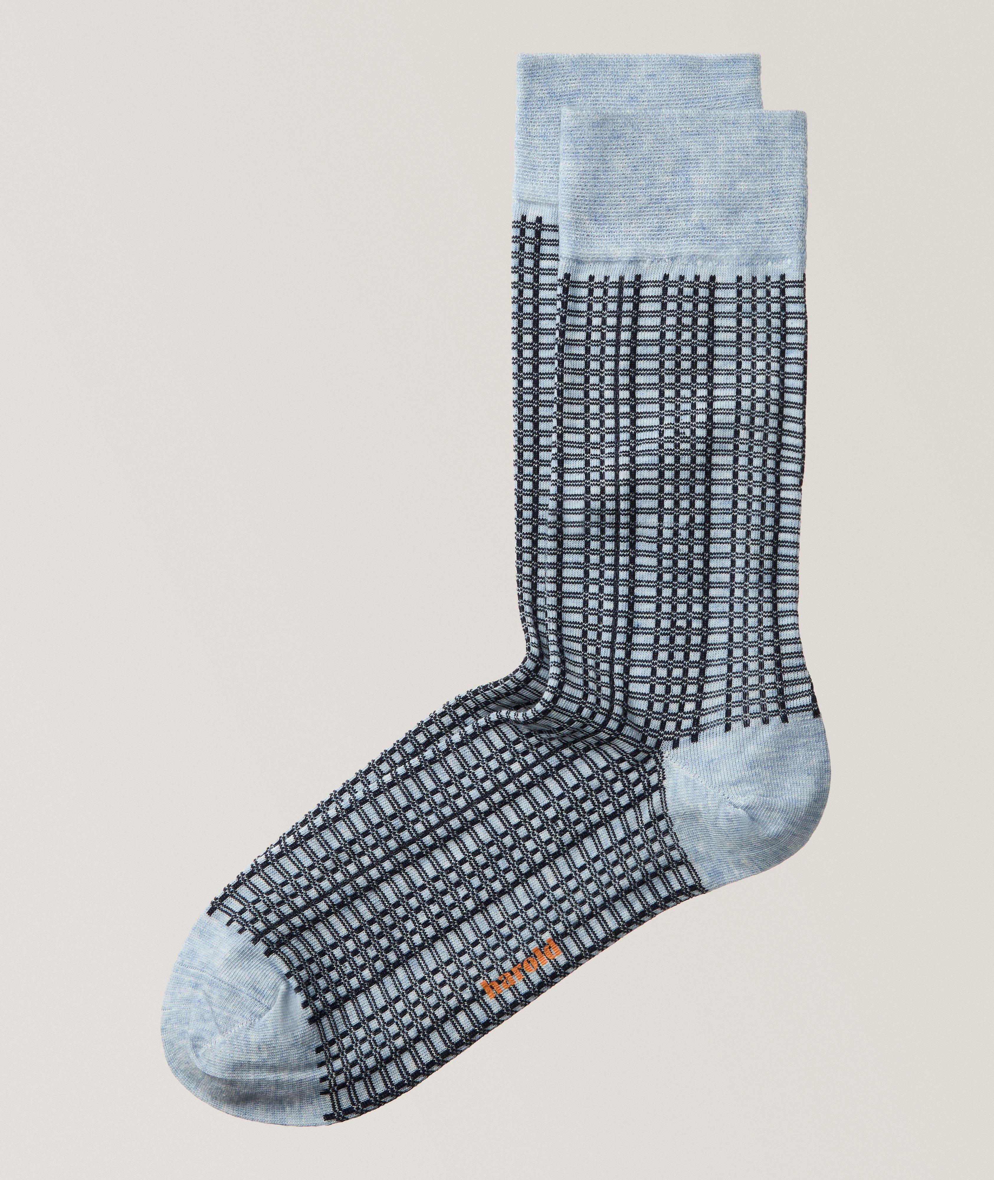 Harold Stacked Plaid Stretch-Cotton Socks
