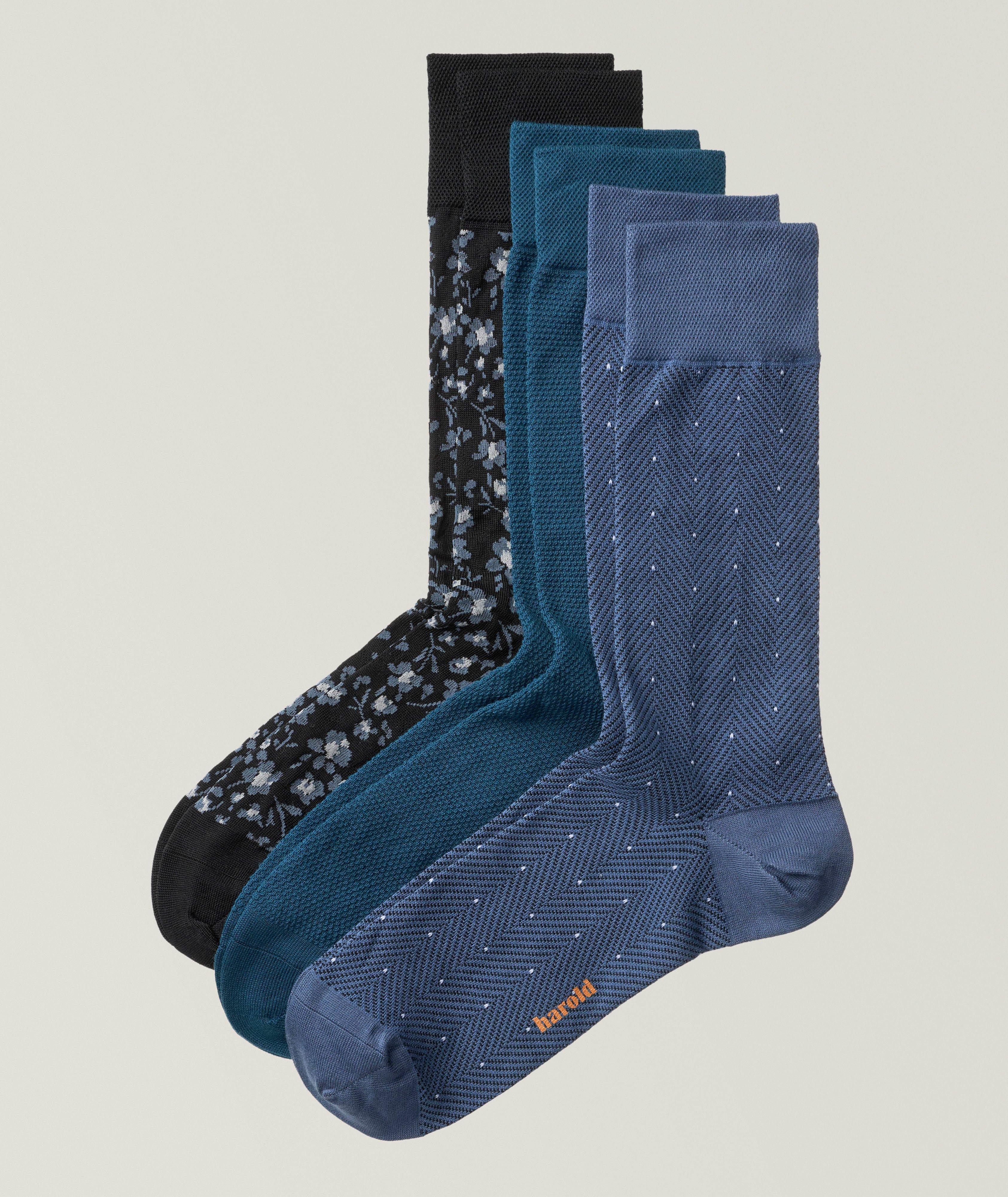 Harold Lot de trois chaussettes en coton-extensible
