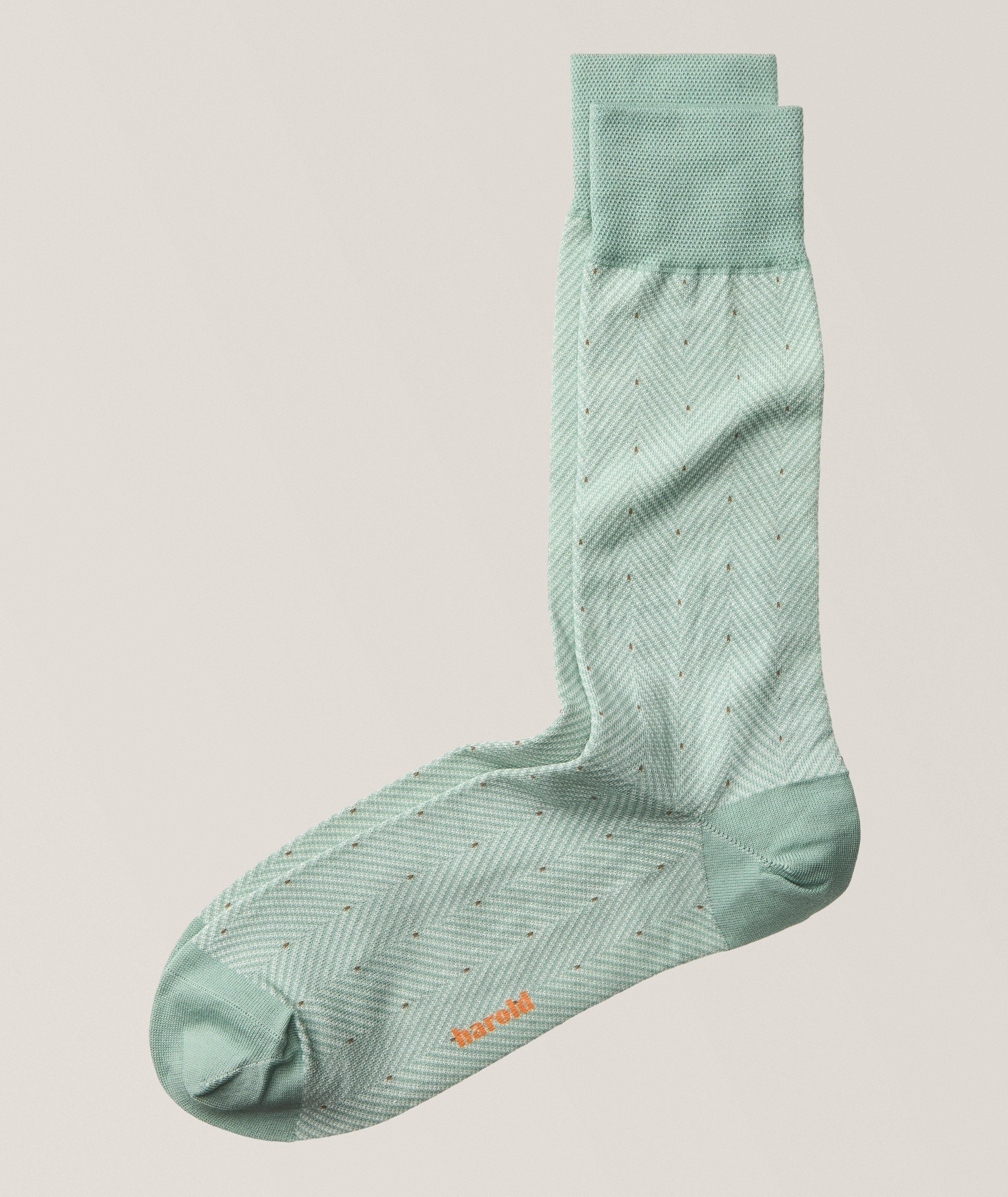 Herringbone-Dot Stretch-Cotton Socks image 0