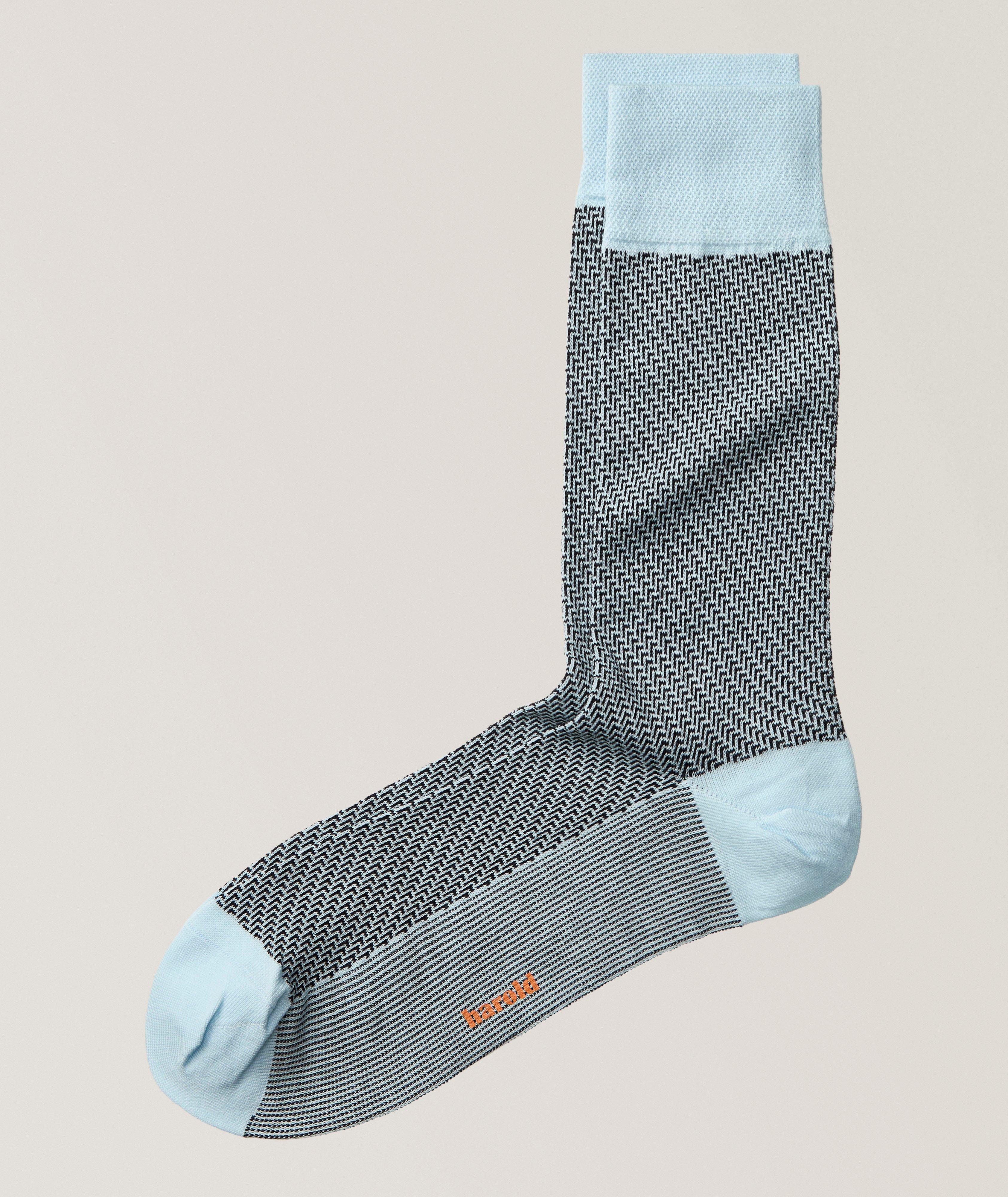 Harold Steps Motif Stretch-Cotton Socks