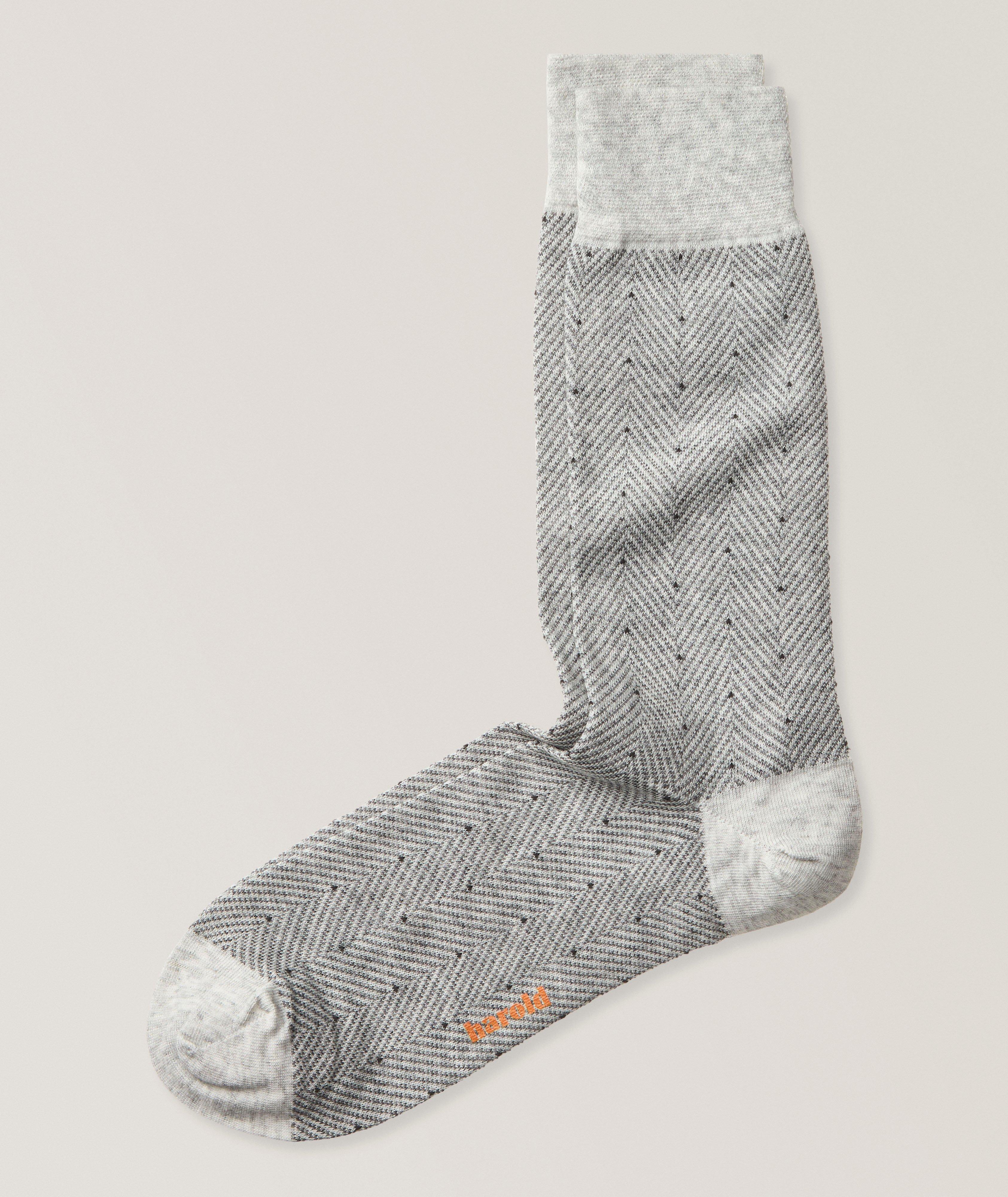 Herringbone Dot Stretch-Cotton Socks image 0