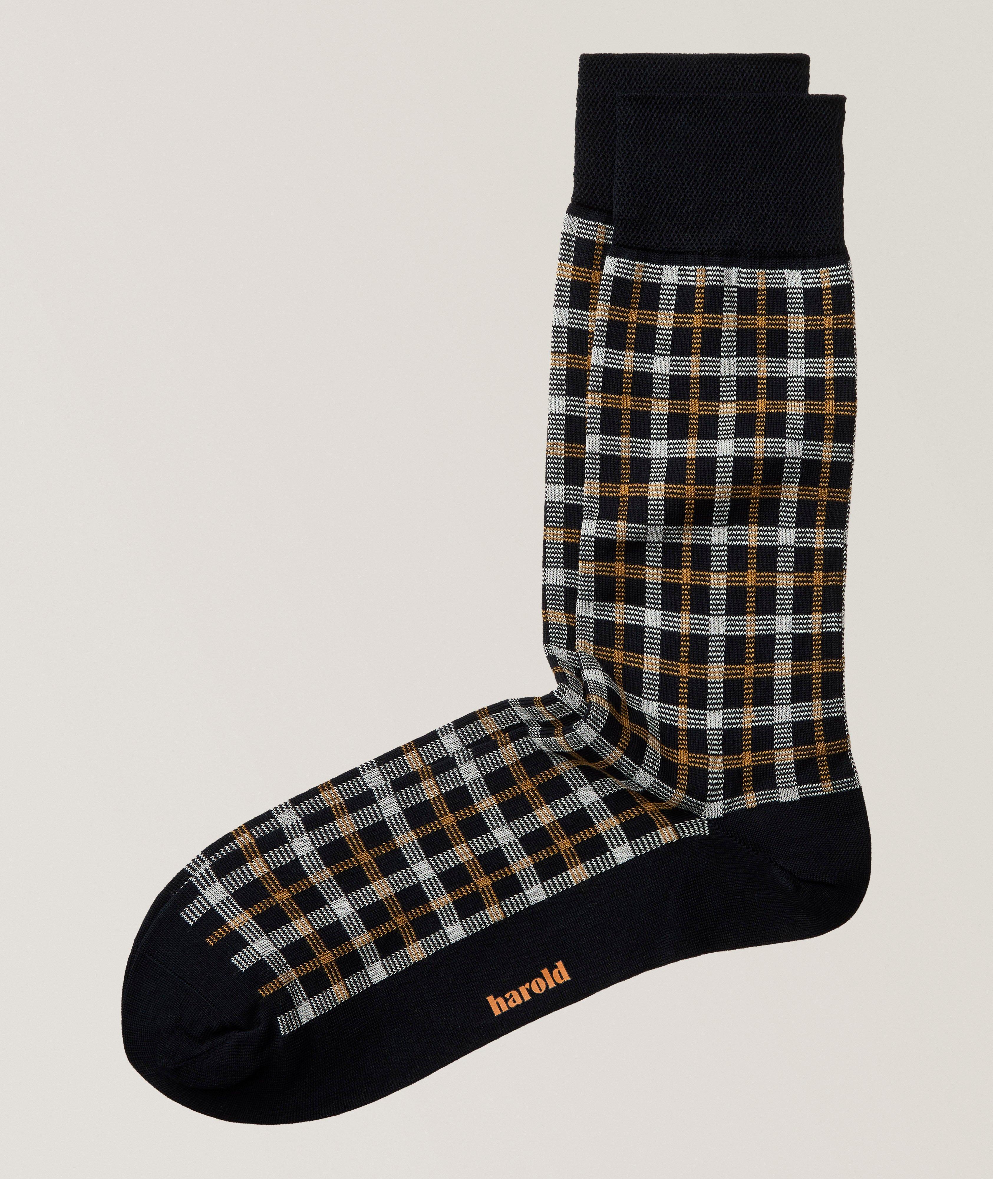 Harold Plaid Stretch-Cotton Socks