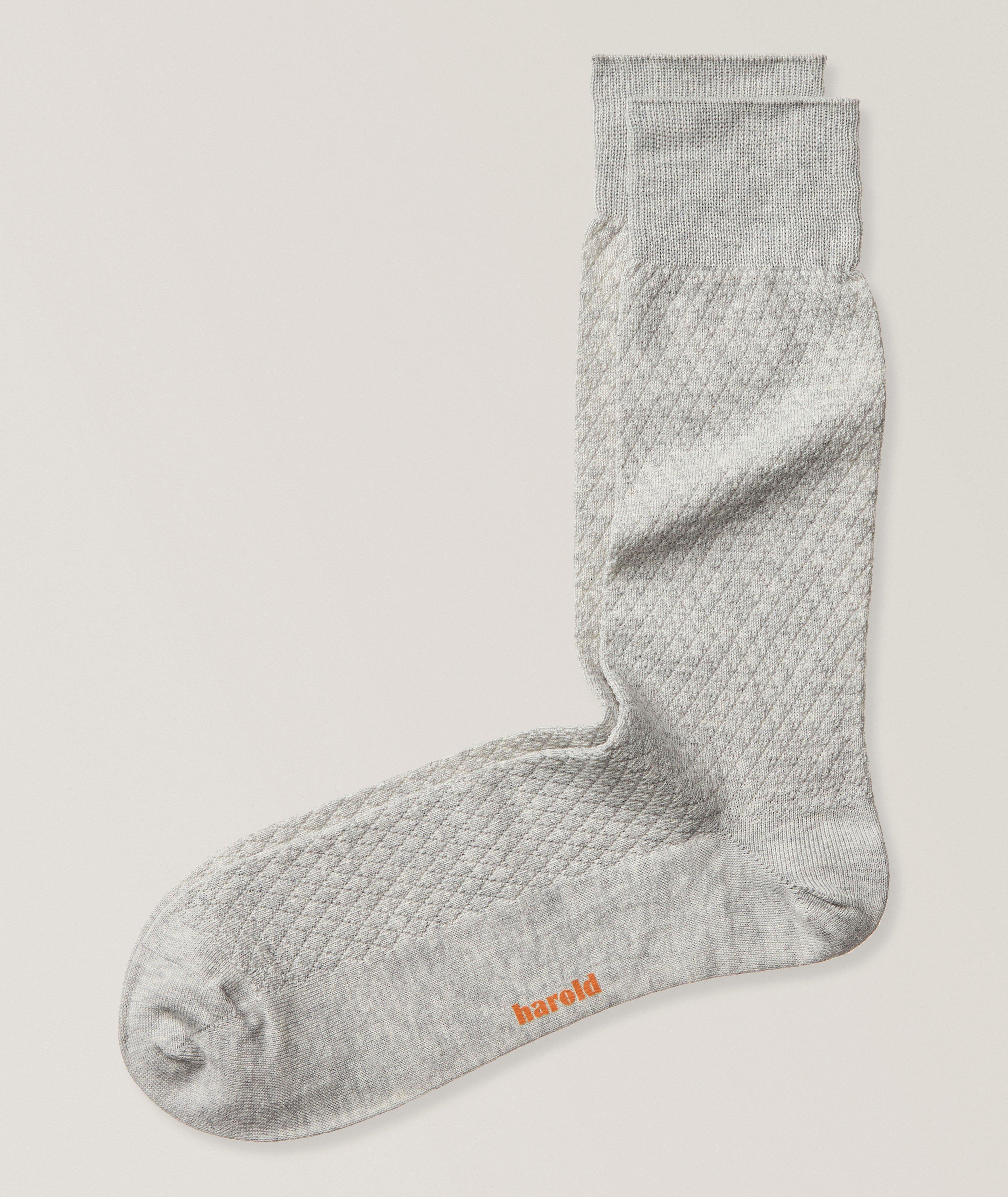 Harold Diamond Textured Stretch-Cotton Socks