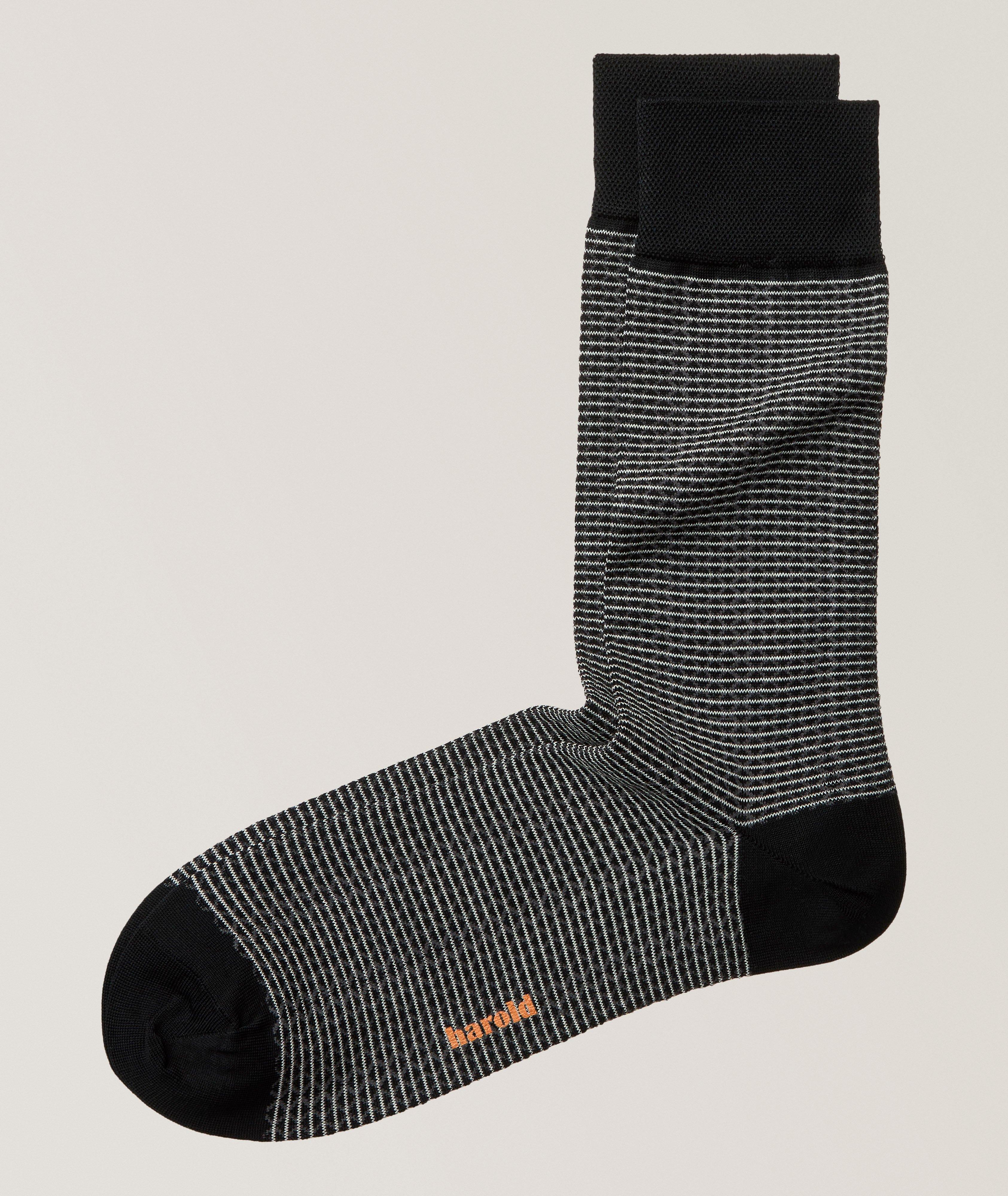 Harold Geometric Stripe Stretch-Cotton Socks