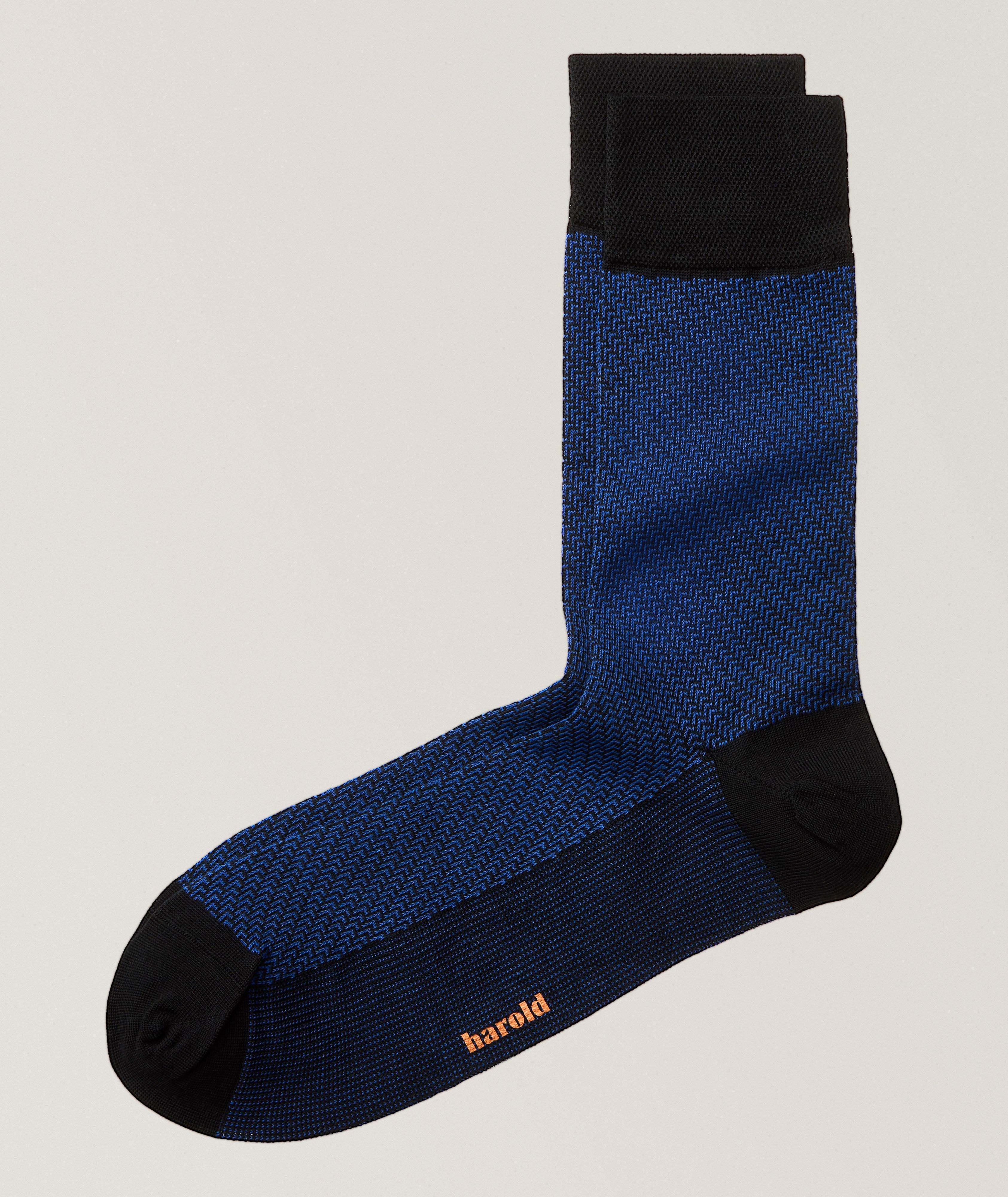 Harold Steps Motif Stretch-Cotton Socks