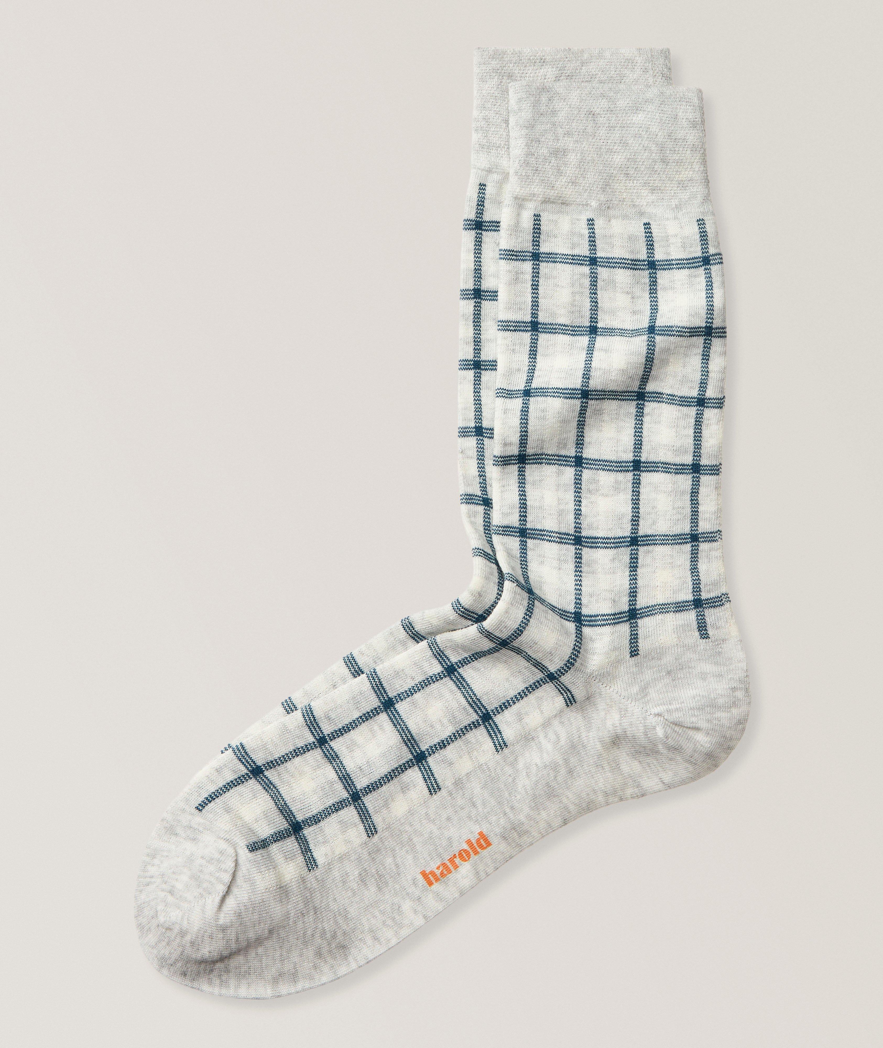 Harold Plaid Stretch-Cotton Socks