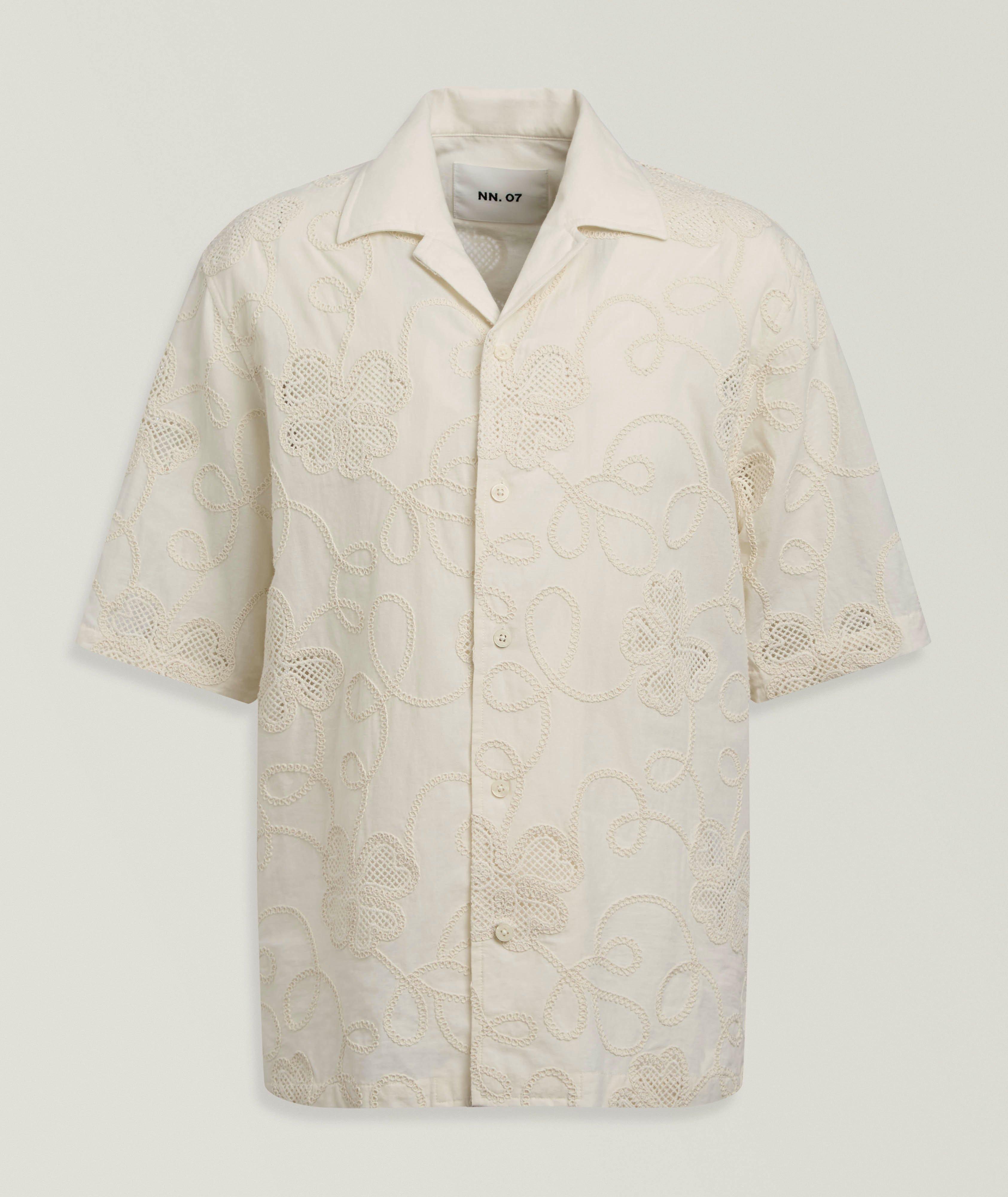 NN07 Floral Crochet Cotton Camp Shirt