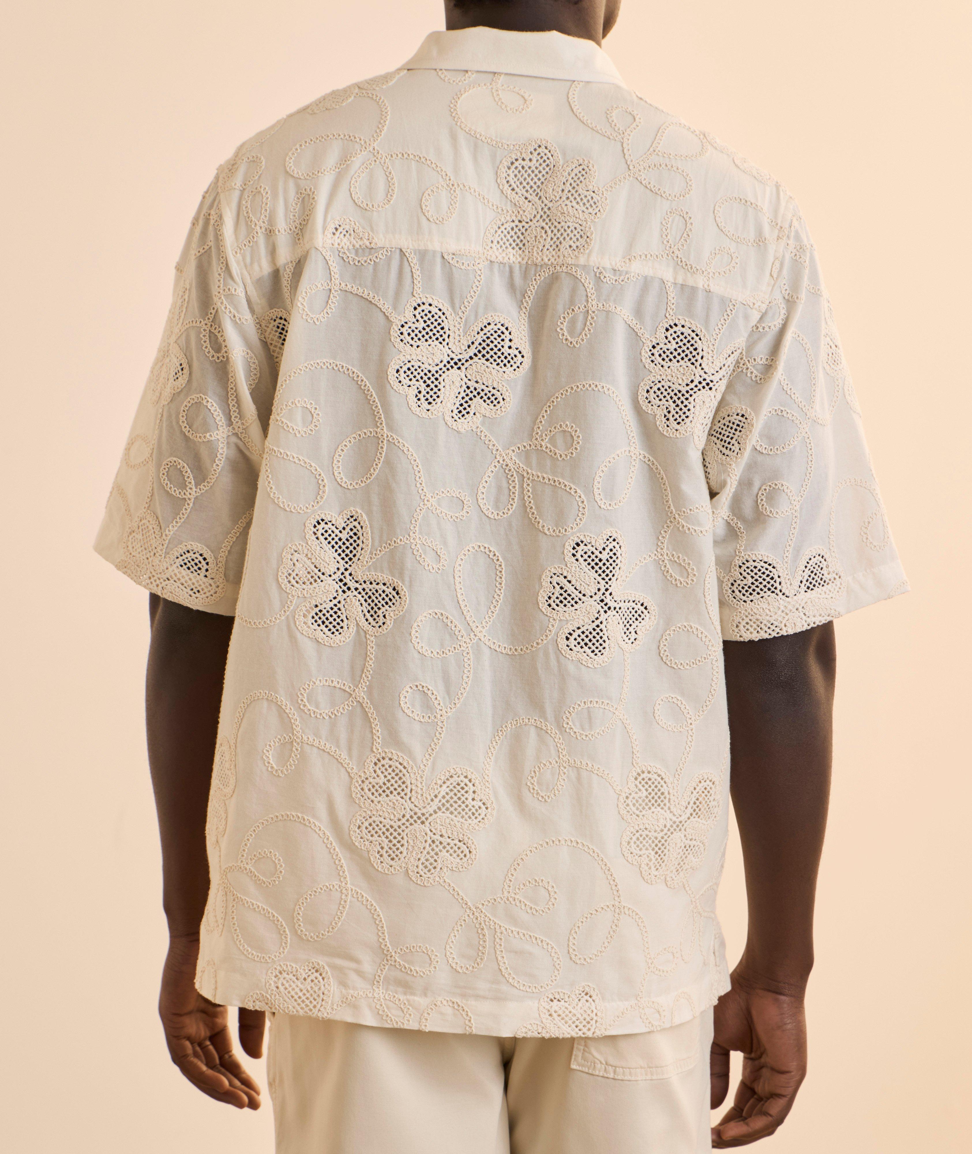 Floral Crochet Cotton Camp Shirt image 2