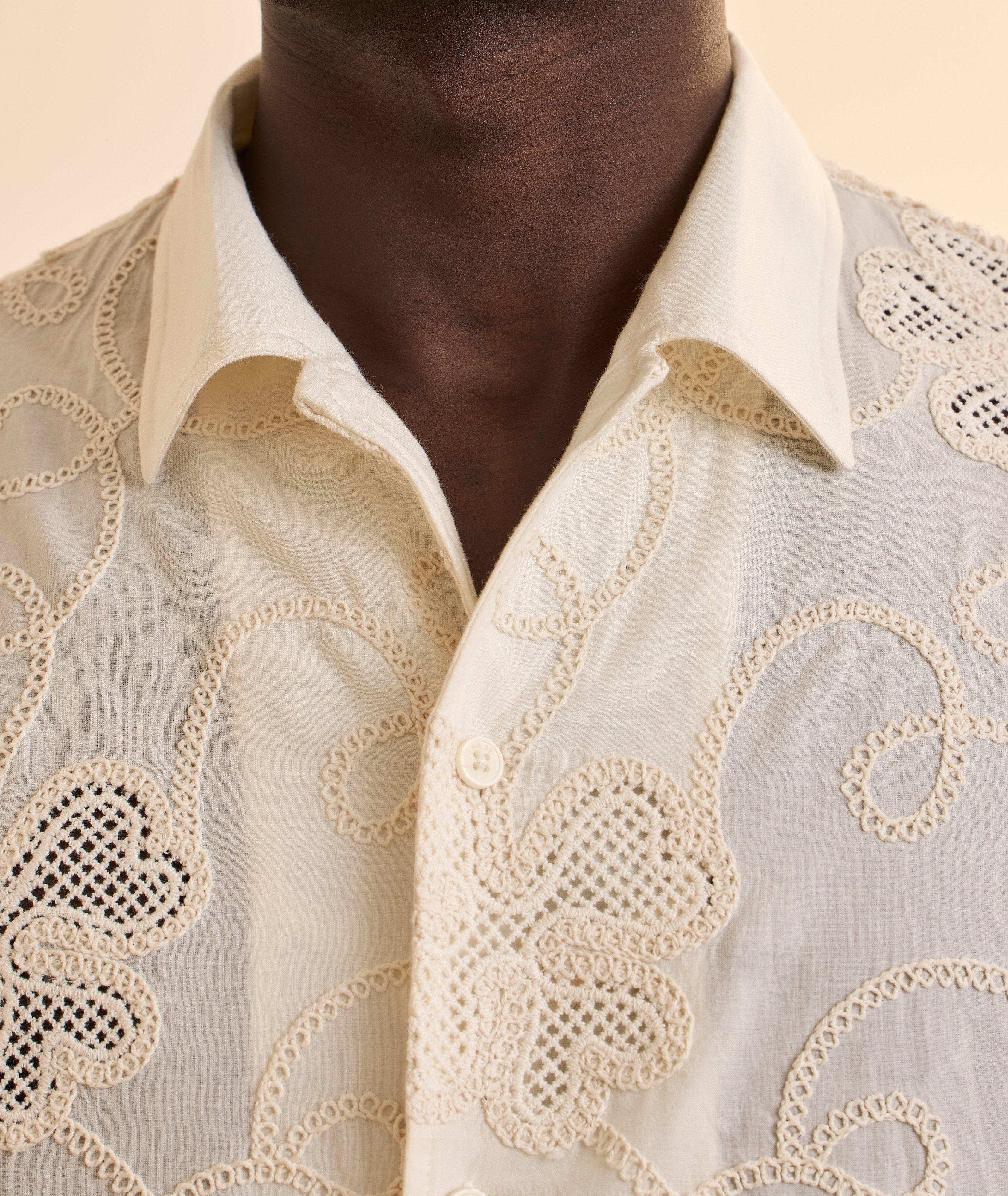 Floral Crochet Cotton Camp Shirt image 3