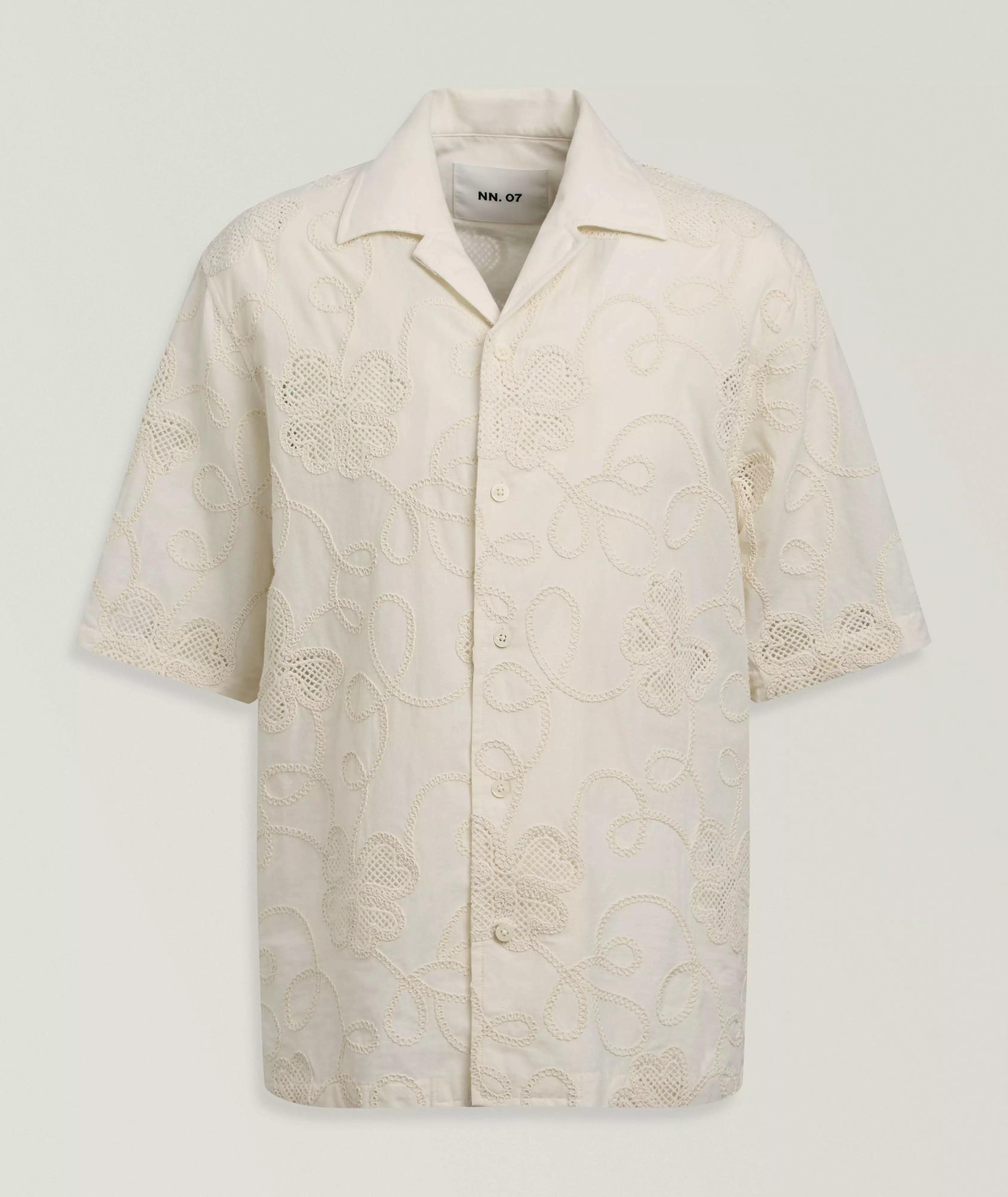 NN07 Floral Crochet Cotton Camp Shirt